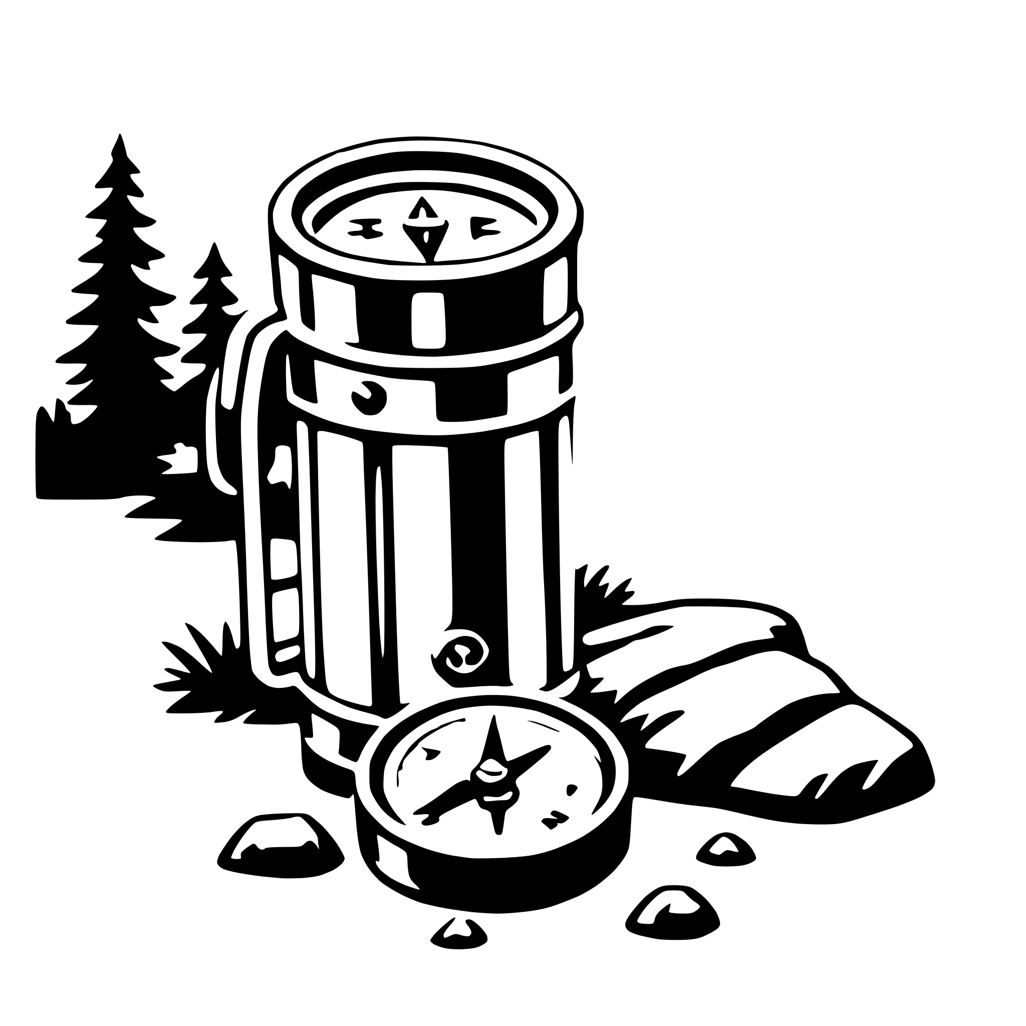 AI-generated SVG of a hiking with compass