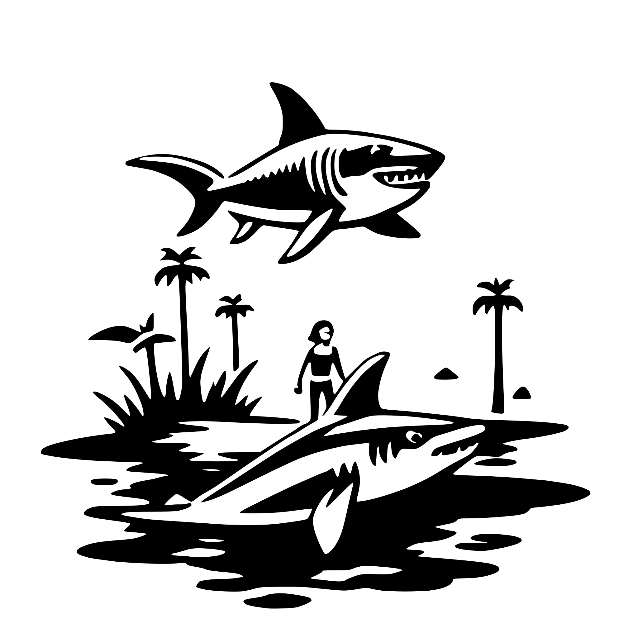AI-generated SVG of a diving with sharks