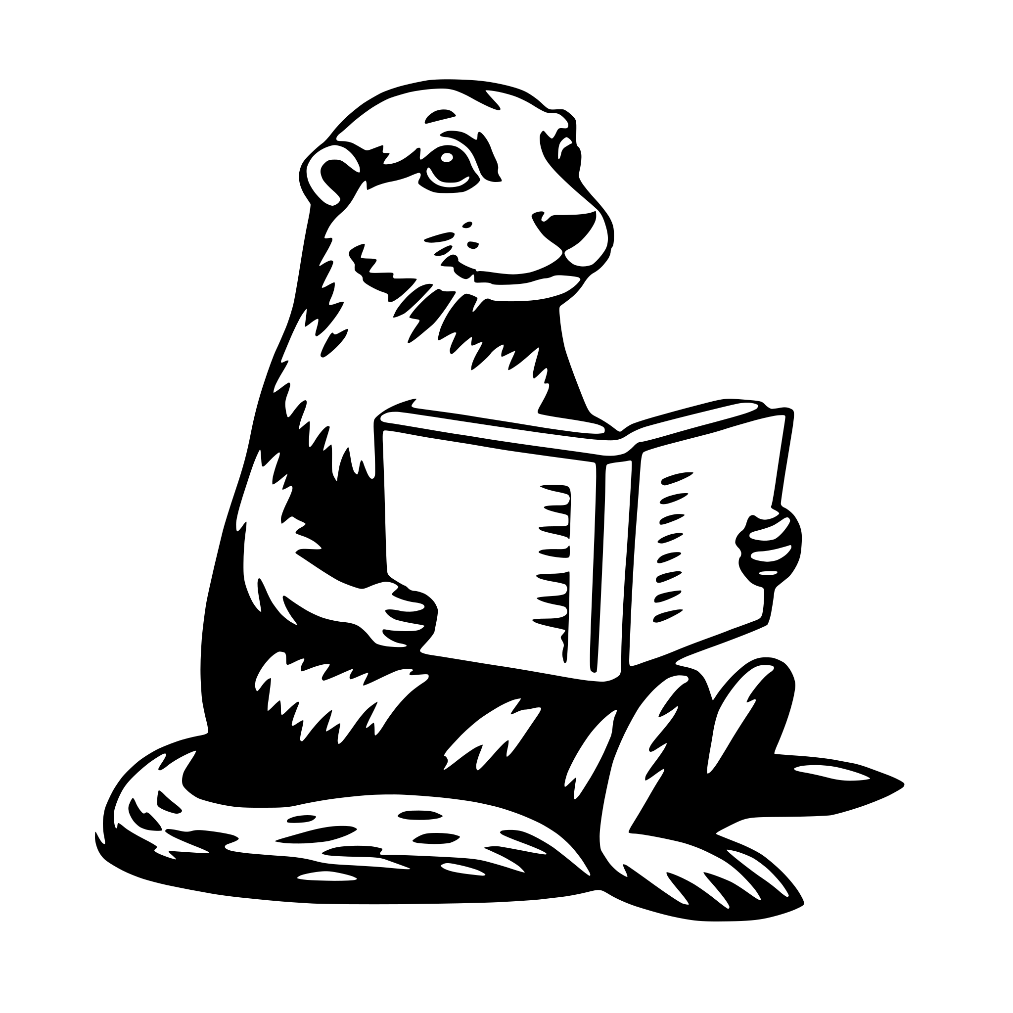 AI-generated SVG of a otter with book