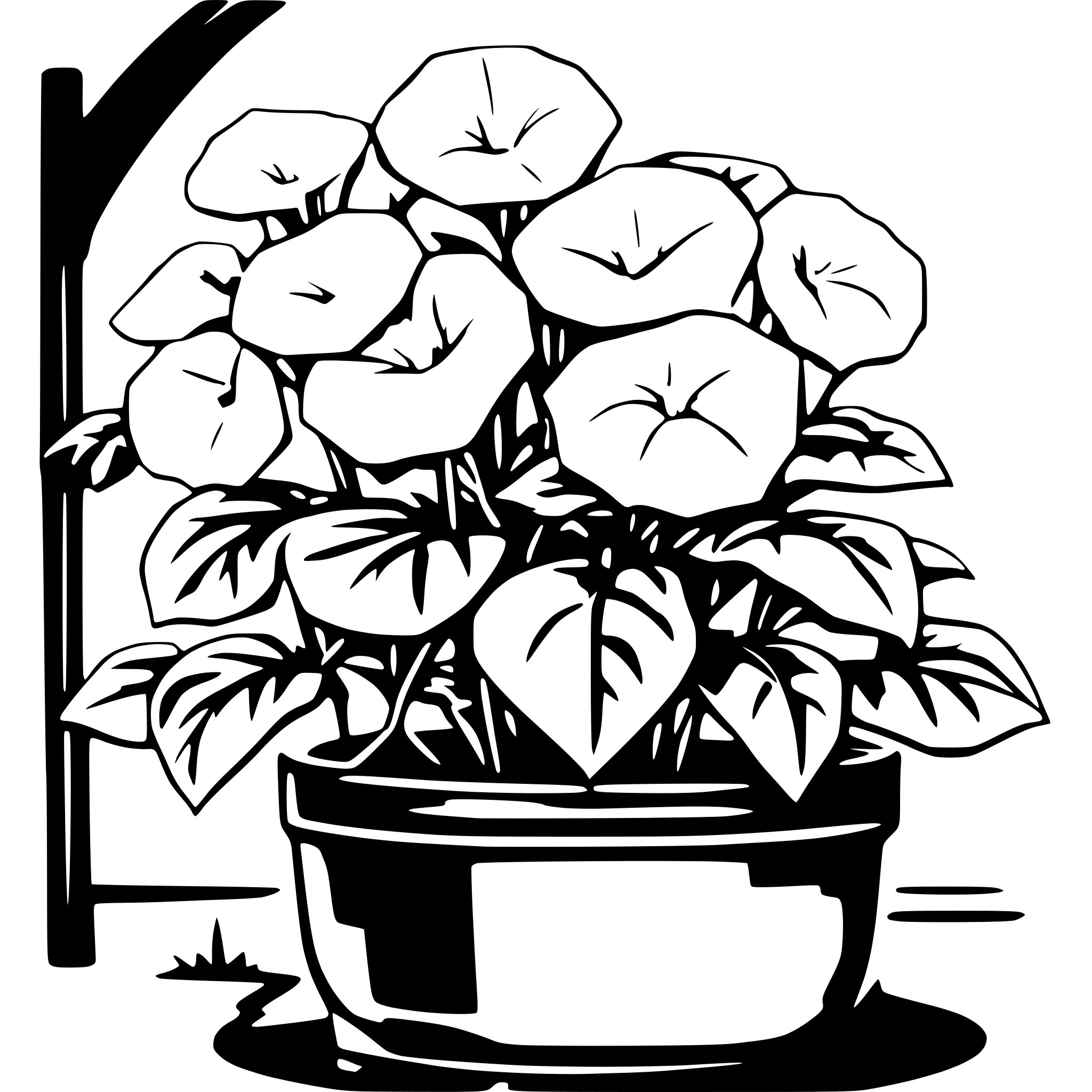 AI-generated SVG of a Chinese morning glory in the pot