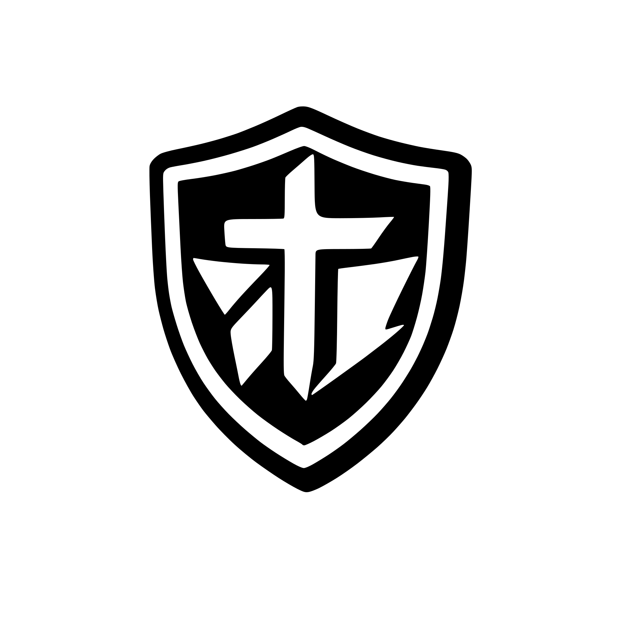 AI-generated SVG of a Plain solid Black shield with solid white cross