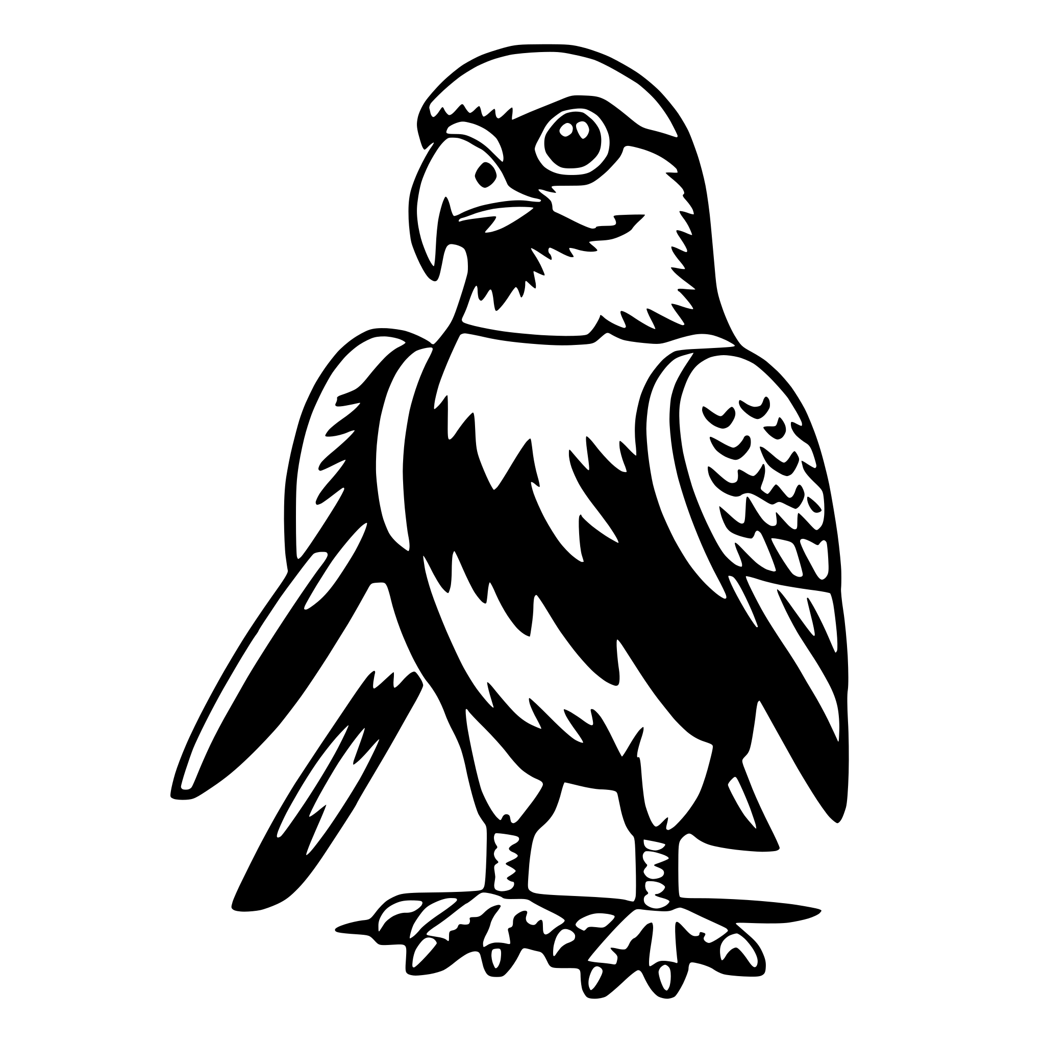 AI-generated SVG of a falcon with binoculars