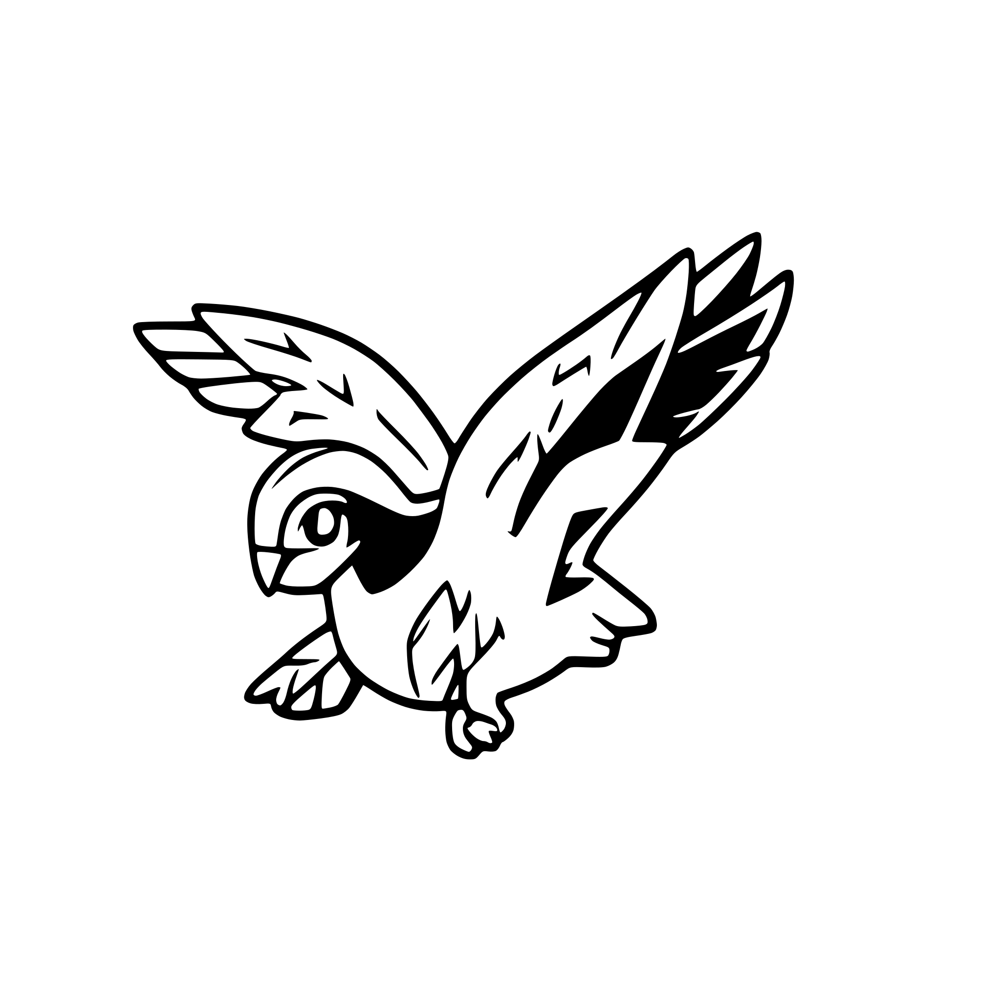 AI-generated SVG of a side profile of a cartoon falcon flying