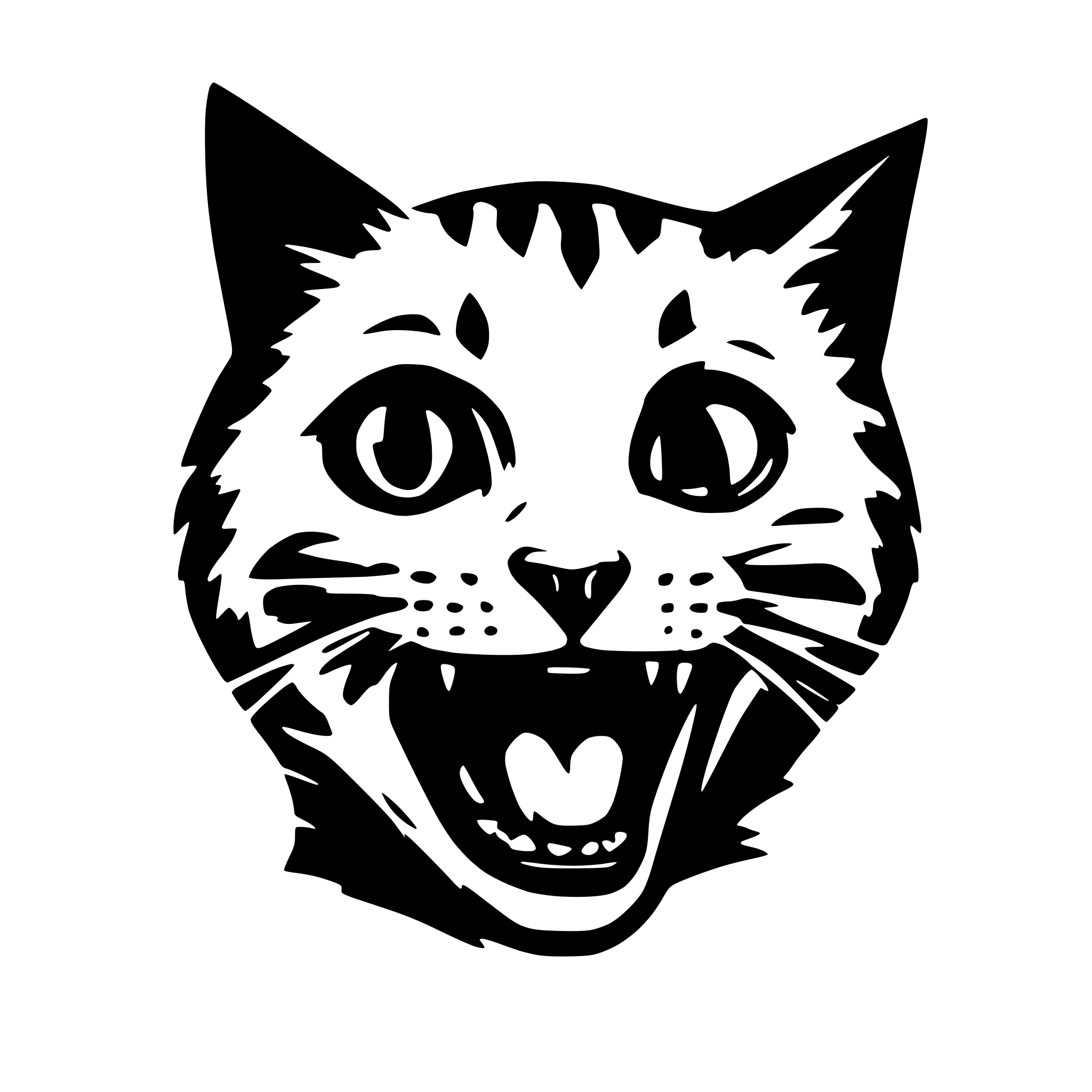 AI-generated SVG of 'Cat mouth open in horror style'