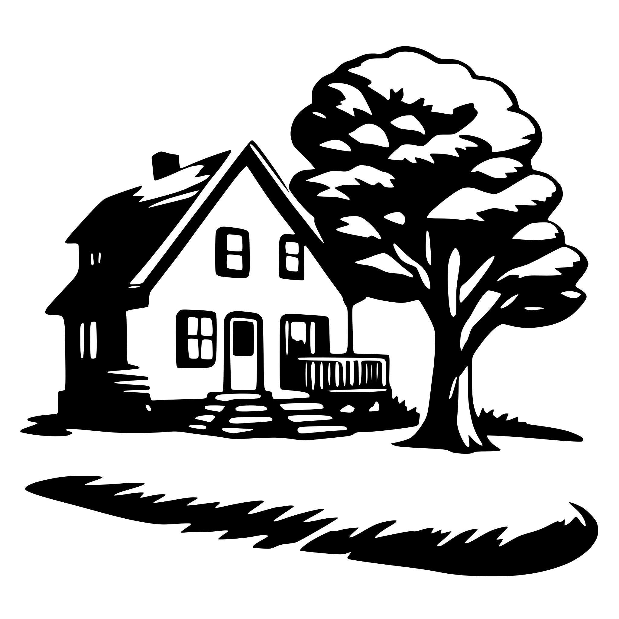 AI-generated SVG of a house and tree