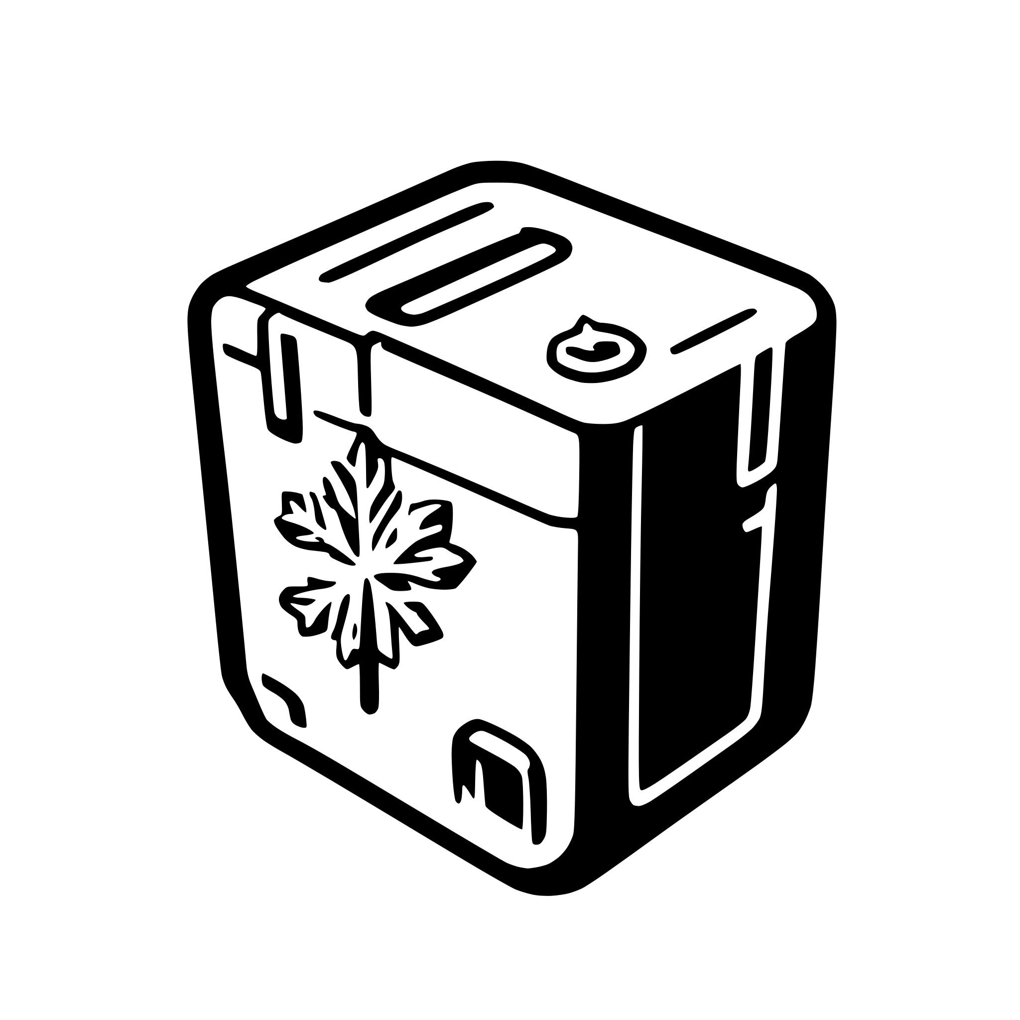 AI-generated SVG of a an icebox (cooler) with some snow in it and a snowflake stamped on its side