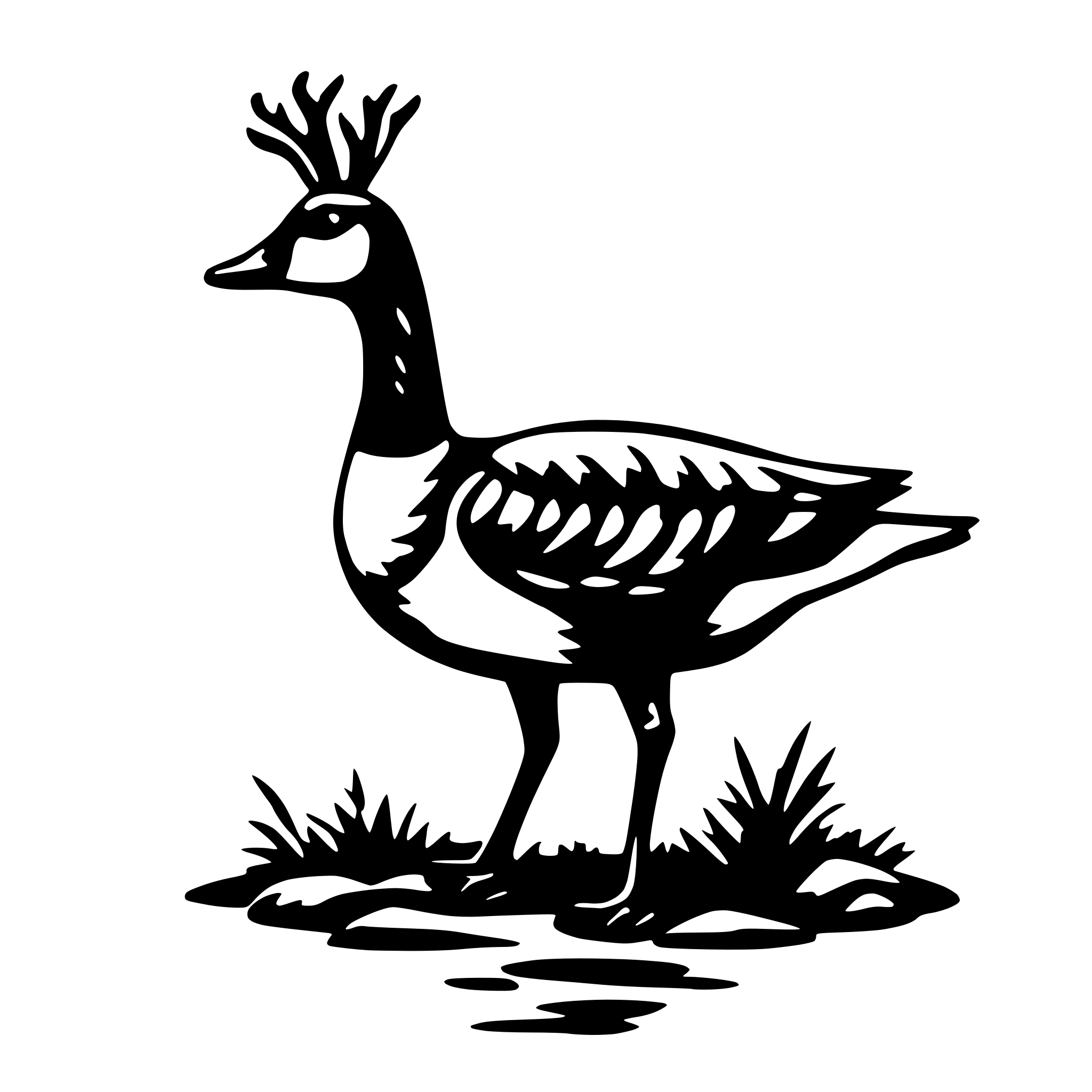 AI-generated SVG of 'a goose with antlers'
