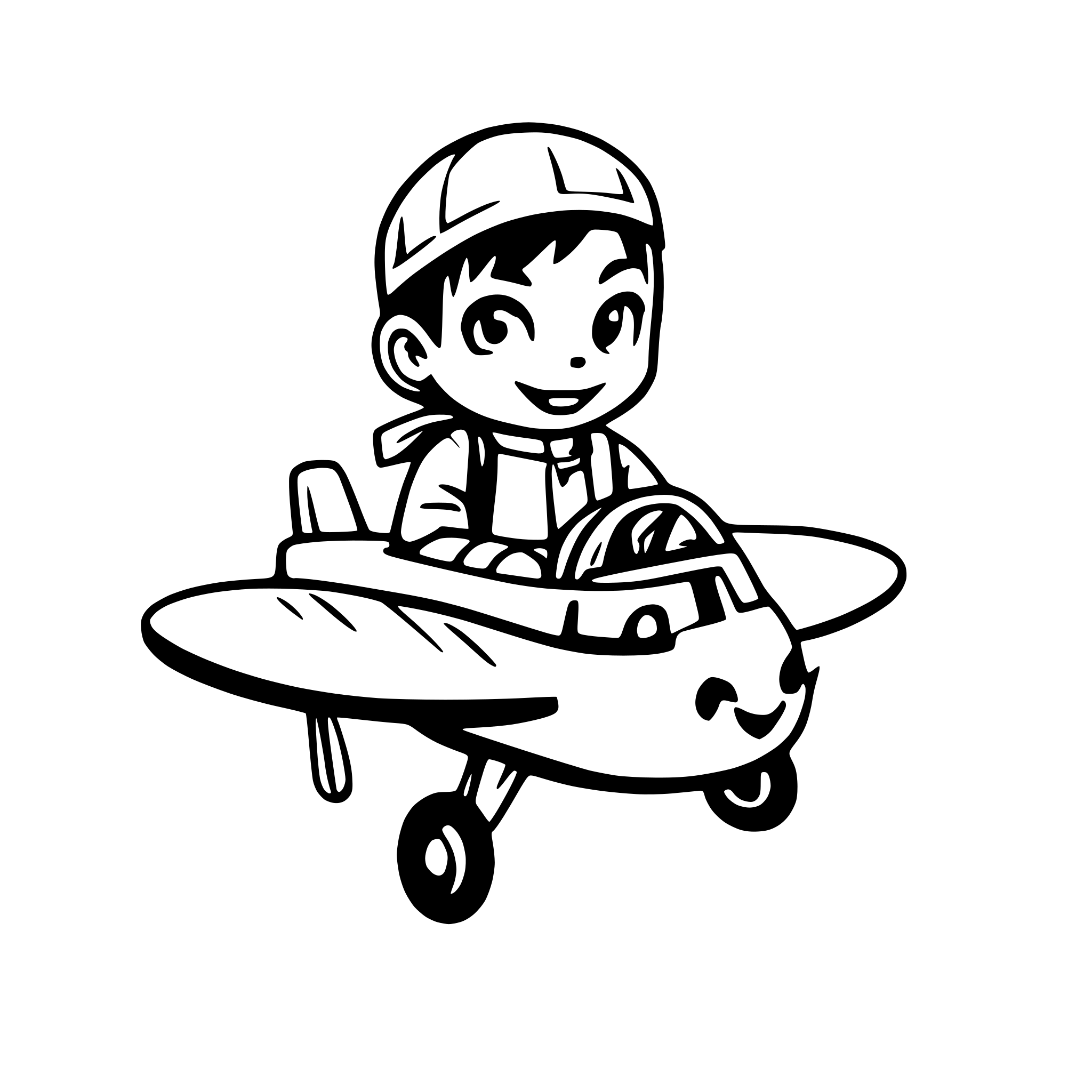 AI-generated SVG of a a cute boy in a plane