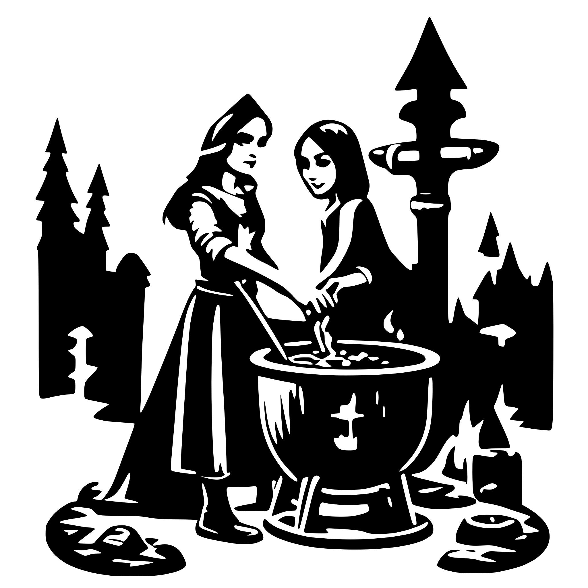 AI-generated SVG of a Witch stirring cauldron