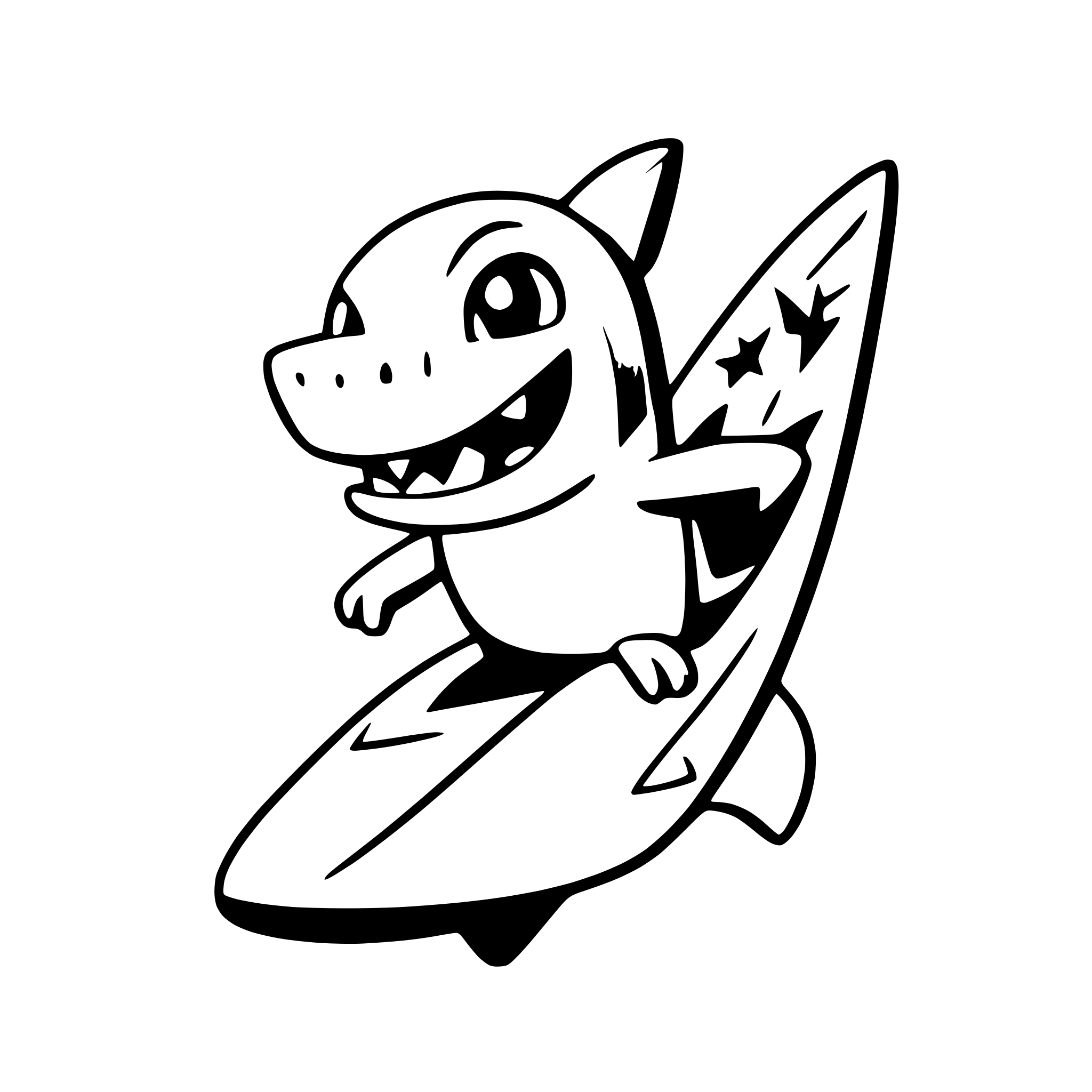 AI-generated SVG of 'a playful shark with a surfboard'