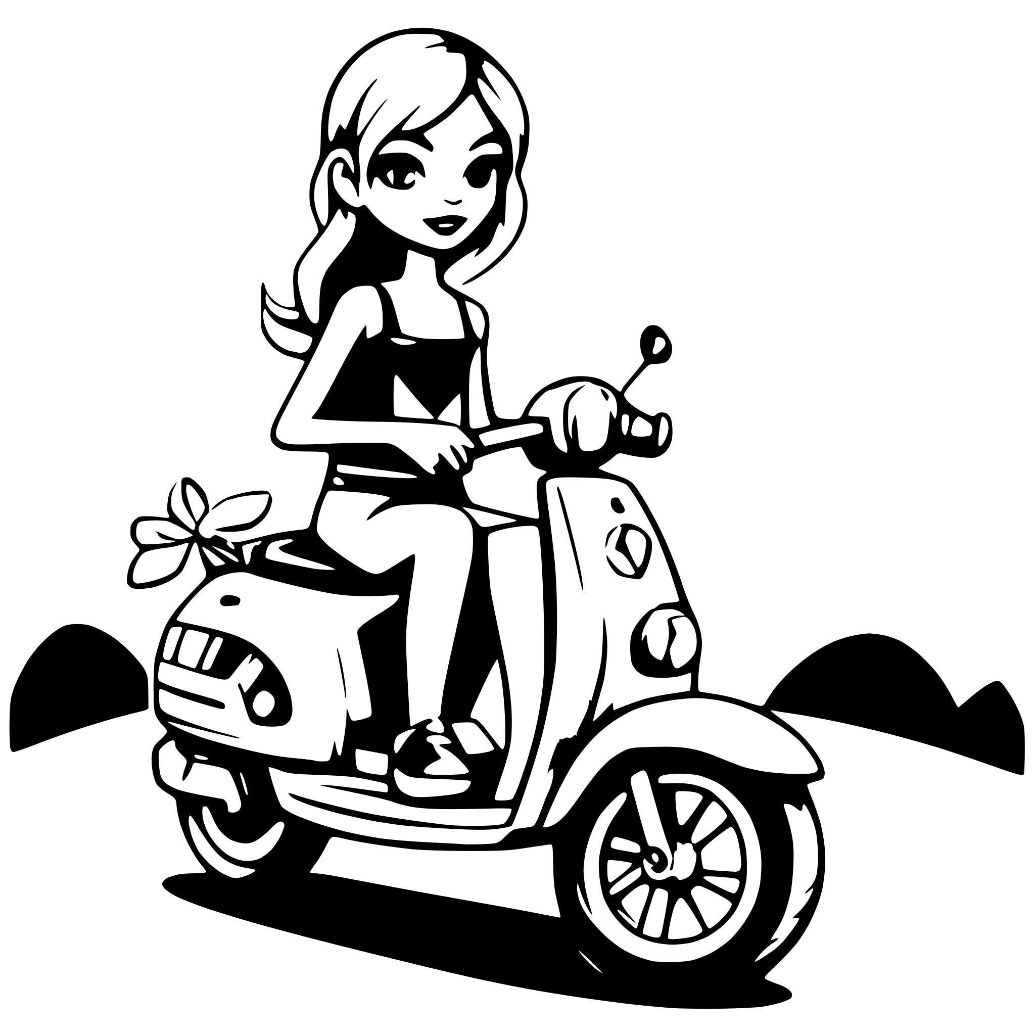 AI-generated SVG of a Woman on a vespa