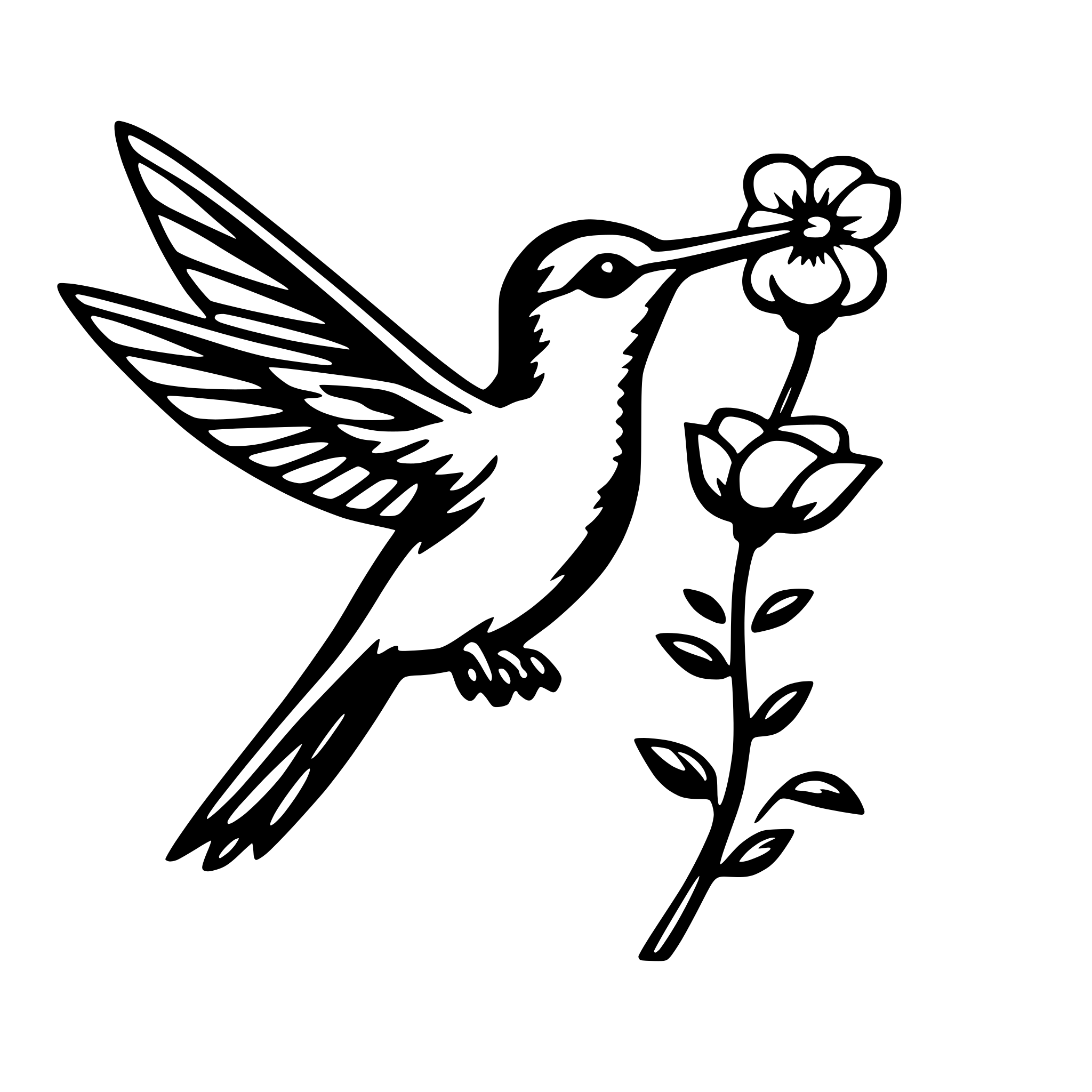 AI-generated SVG of 'hummingbird with flower'