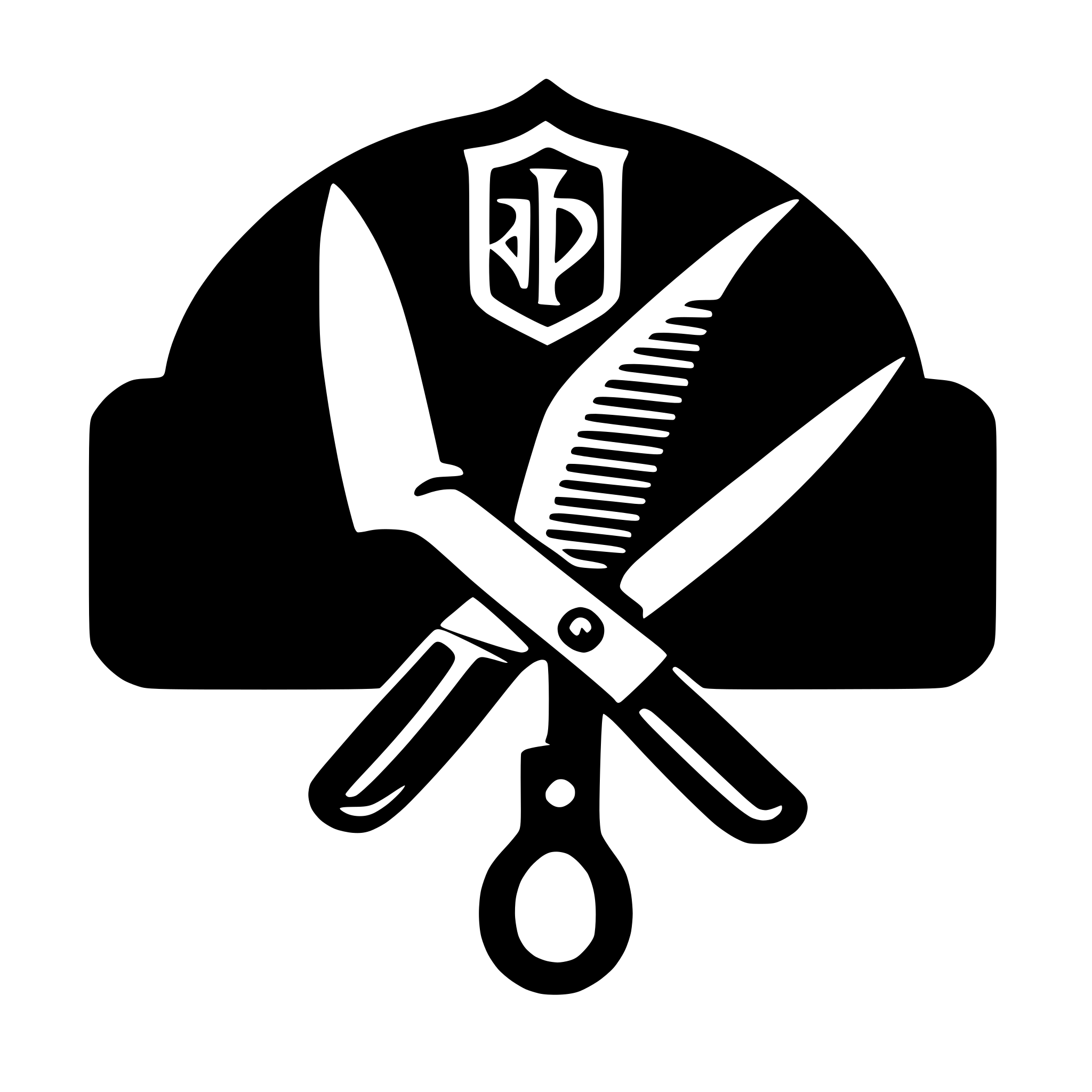 AI-generated SVG of a barbershop logo with a scissor in the middle
