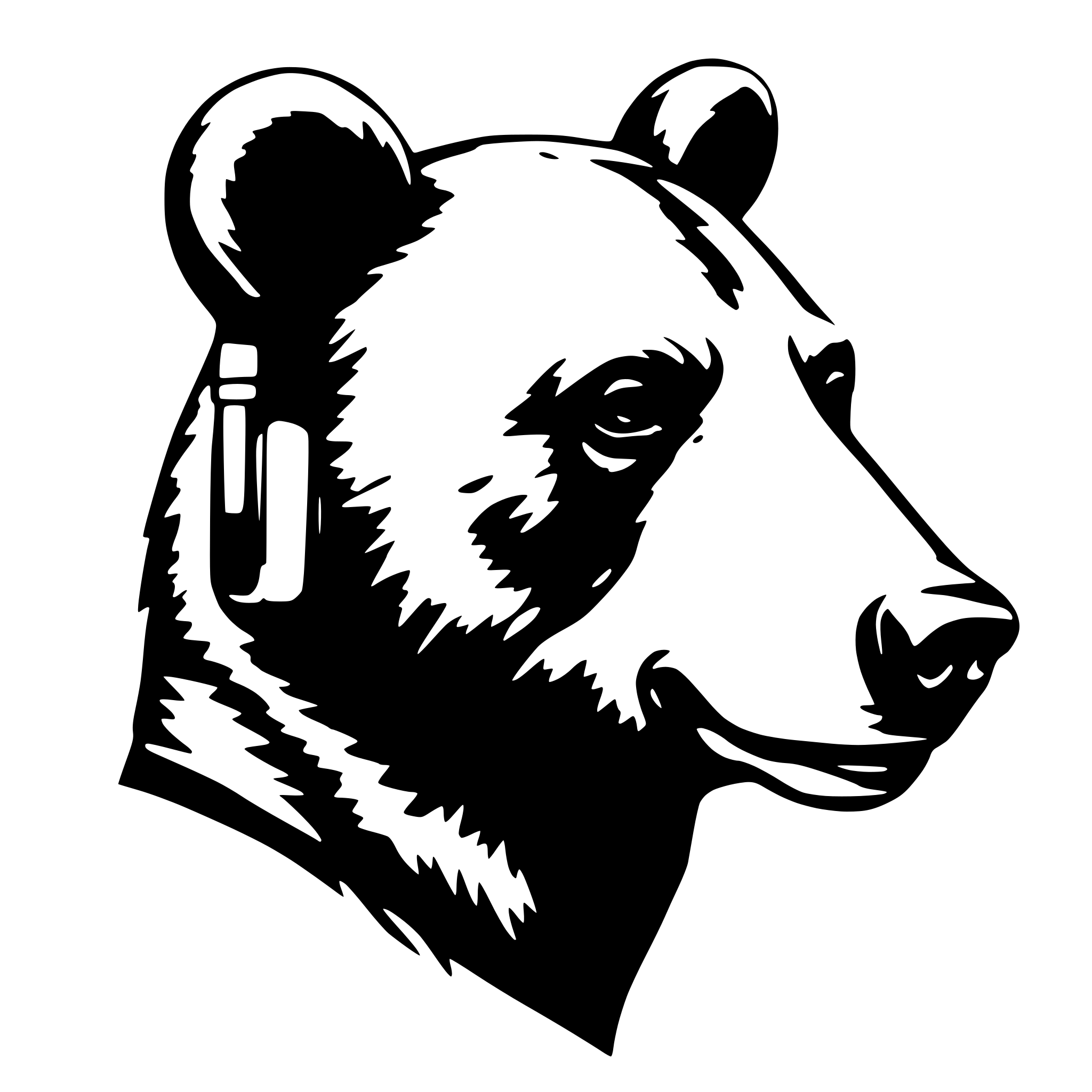 AI-generated SVG of a Side headshot of a bear wearing earbuds in his ears AI-generated SVG of a Side headshot of a bear wearing earbuds in his ears