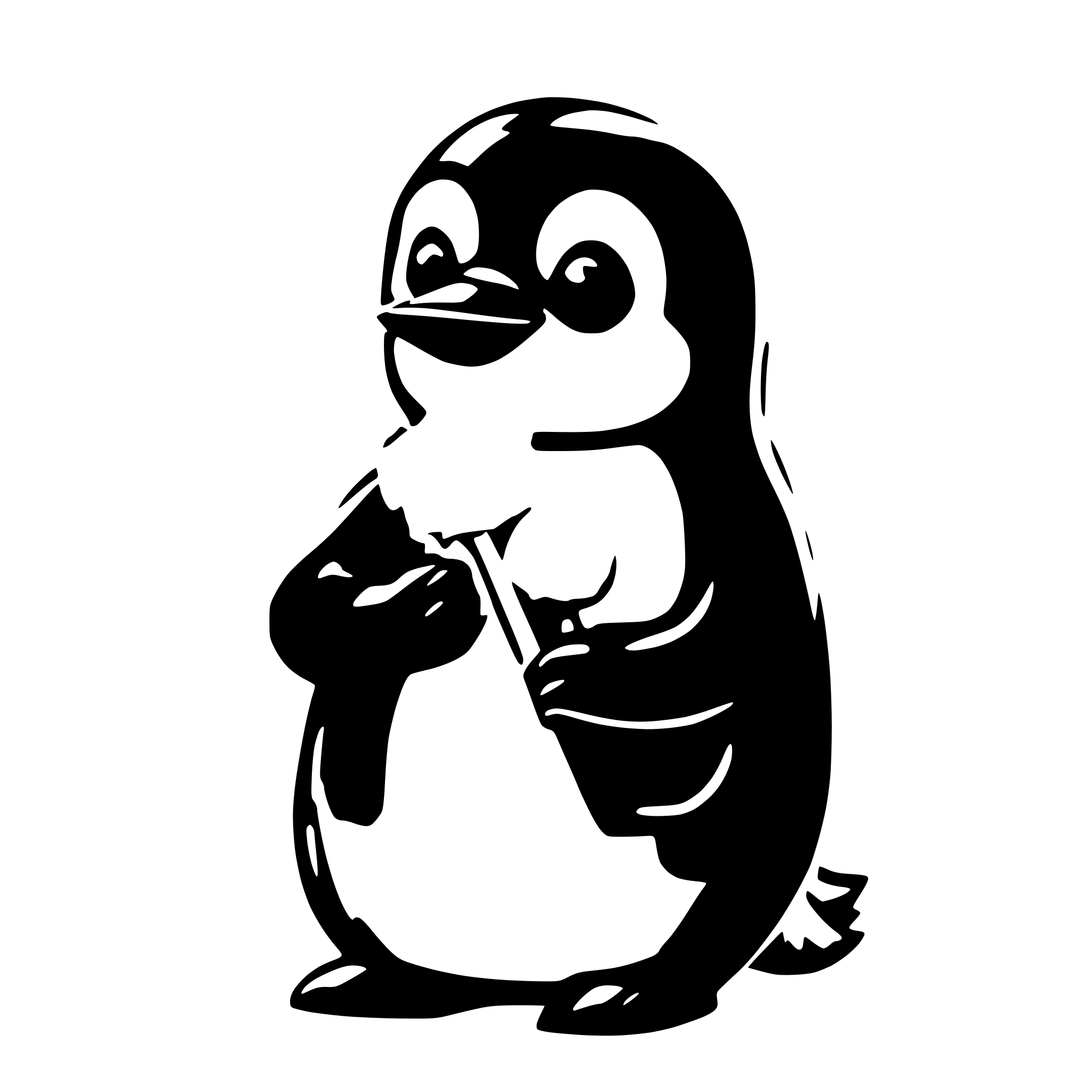 AI-generated SVG of 'cute penguin eating candyfloss'