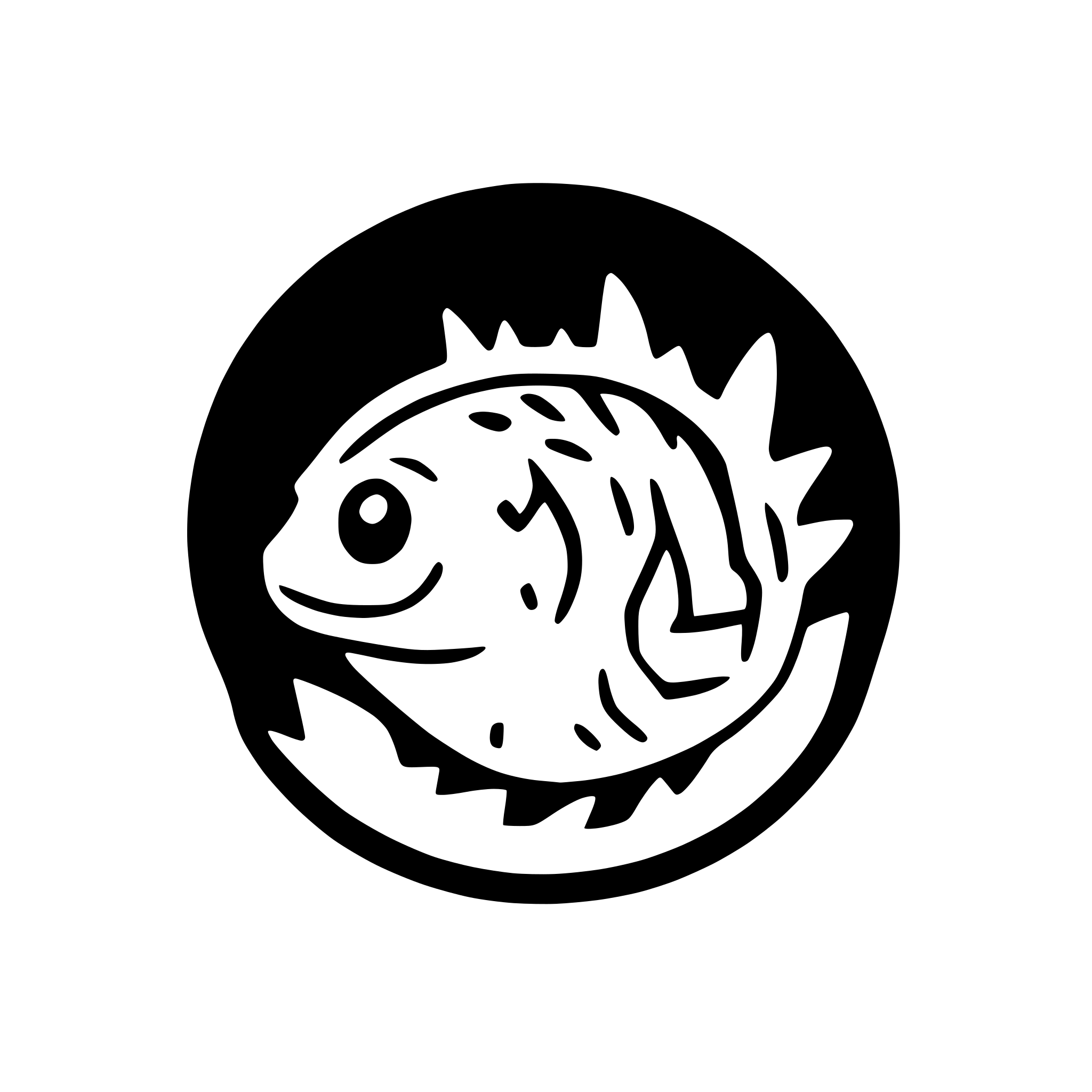 AI-generated SVG of a logo style depiction of a puffer fish, with a happy appearance and a smile