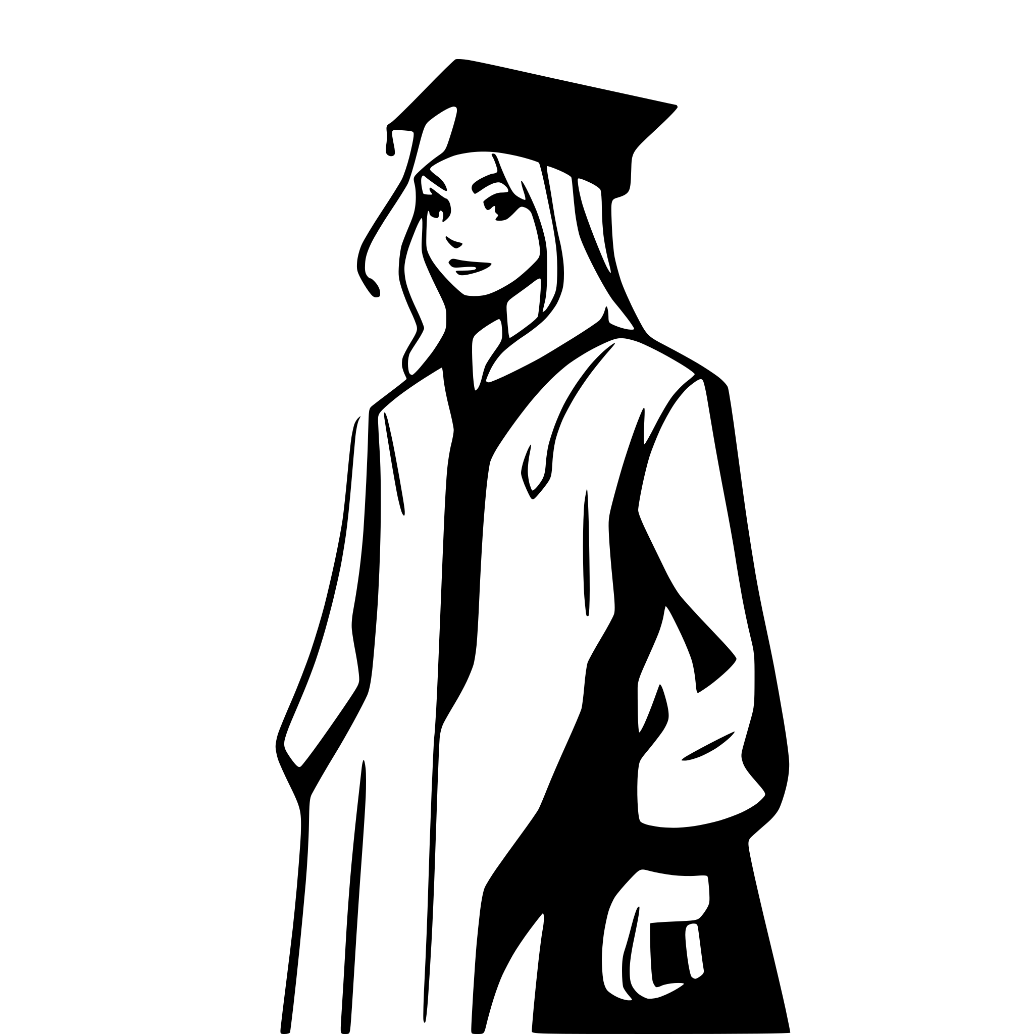 AI-generated SVG of a very simple silhouette of a person without a face who wears graduation cap
