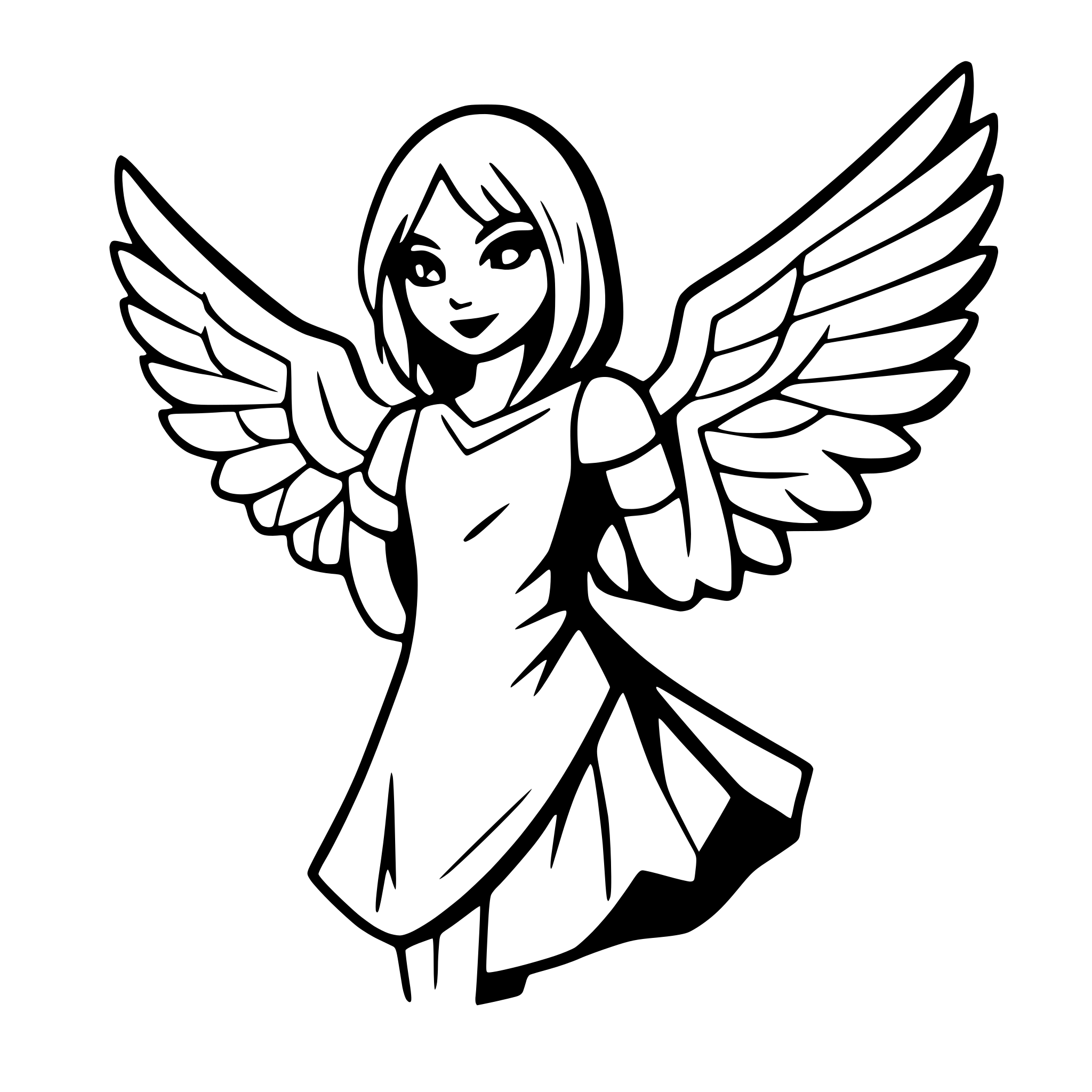 AI-generated SVG of 'raven with open wings'