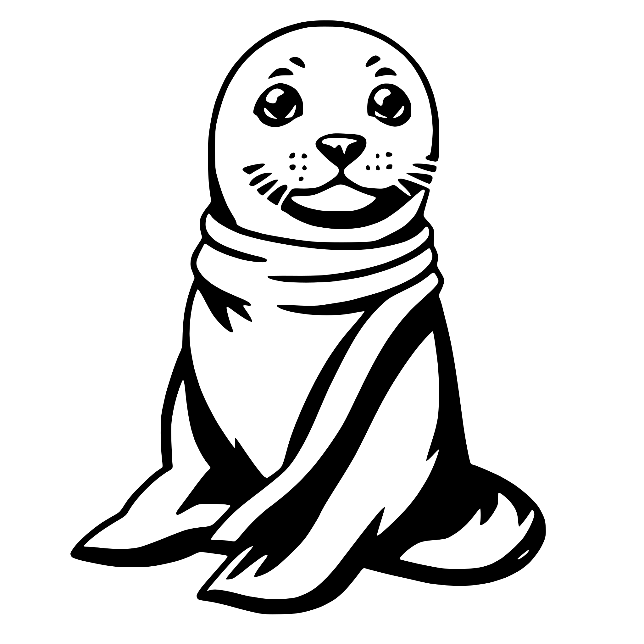 AI-generated SVG of 'seal with scarf'