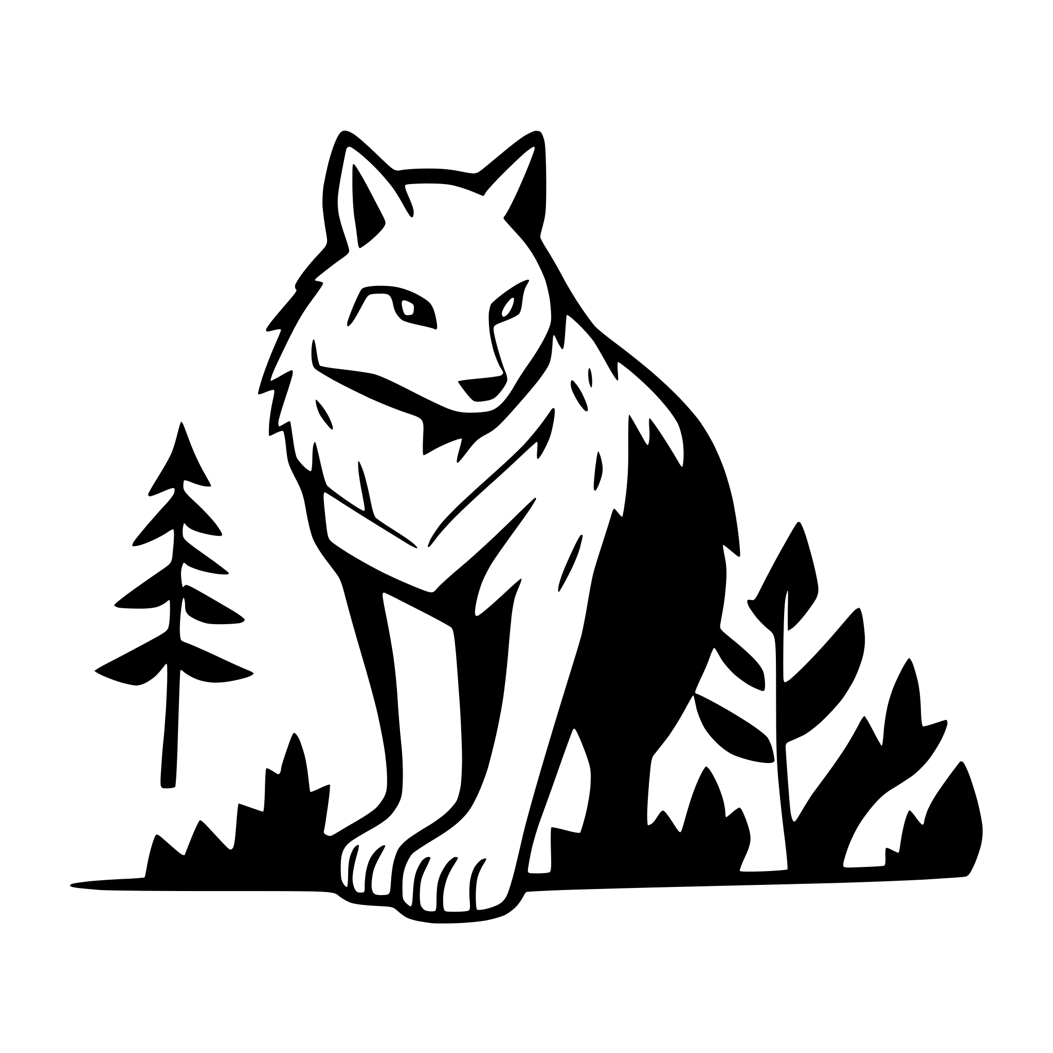 AI-generated SVG of a forest within a wolf silhouette