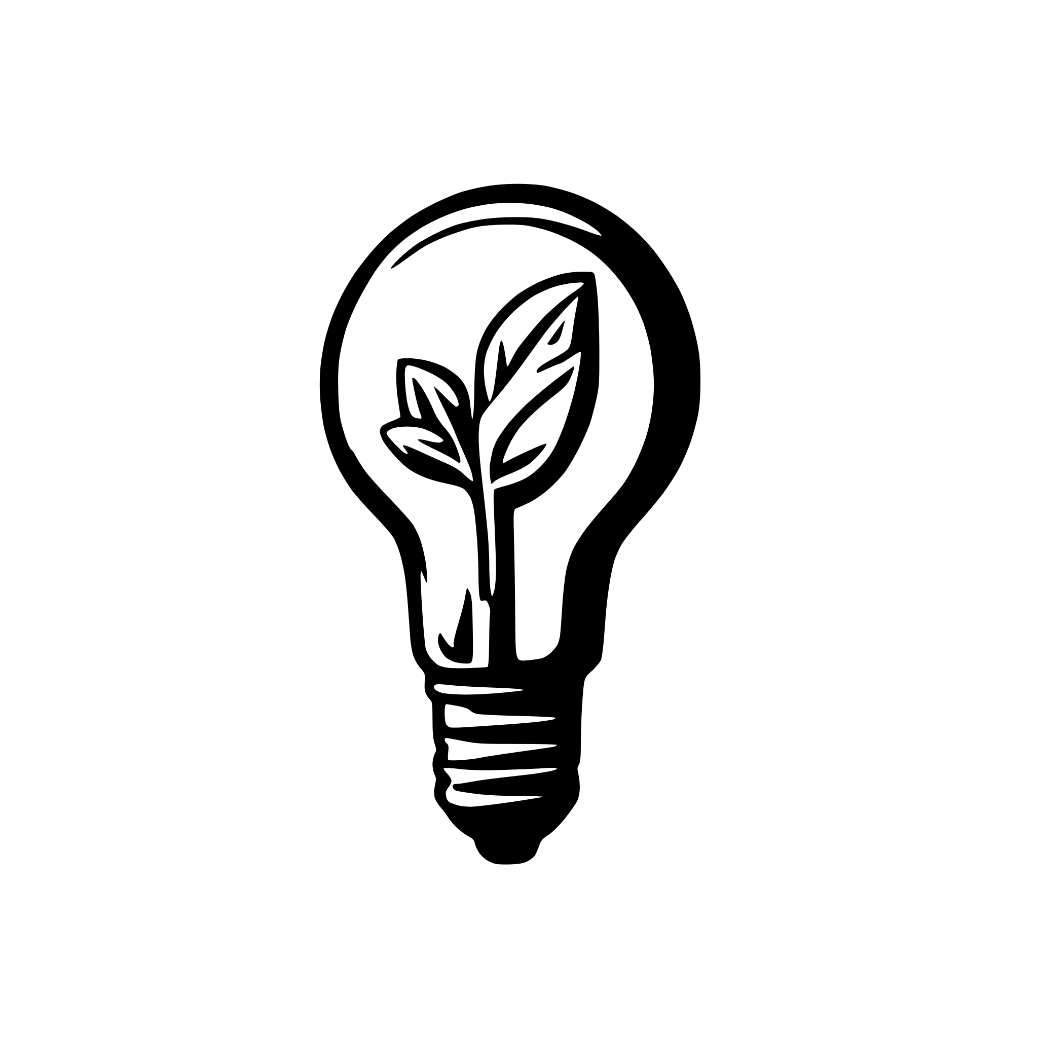 AI-generated SVG of 'Wide green light bulb with a plant inside, soft glow effect.'