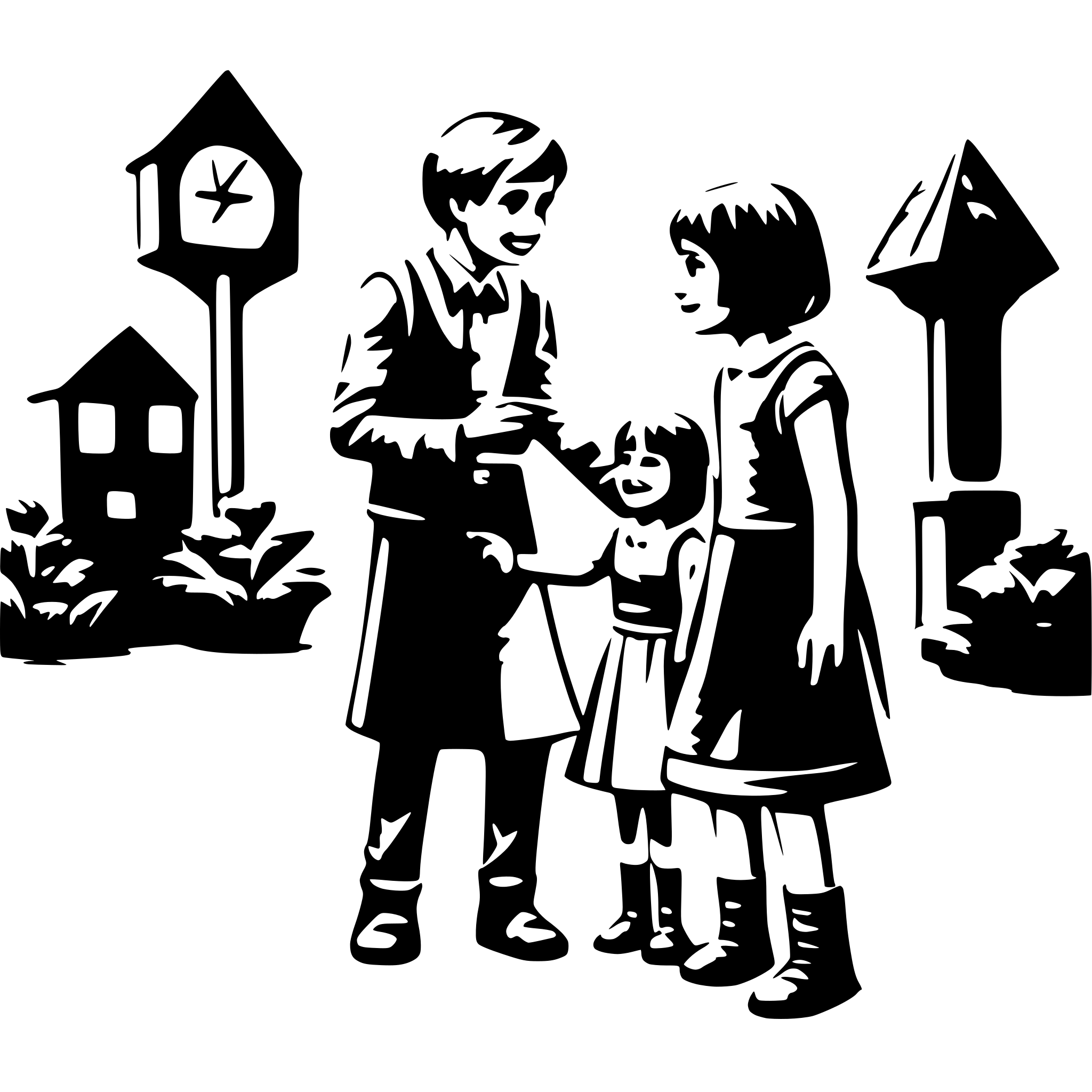 AI-generated SVG of a educator says goodbye to 8 children in the kindergarden