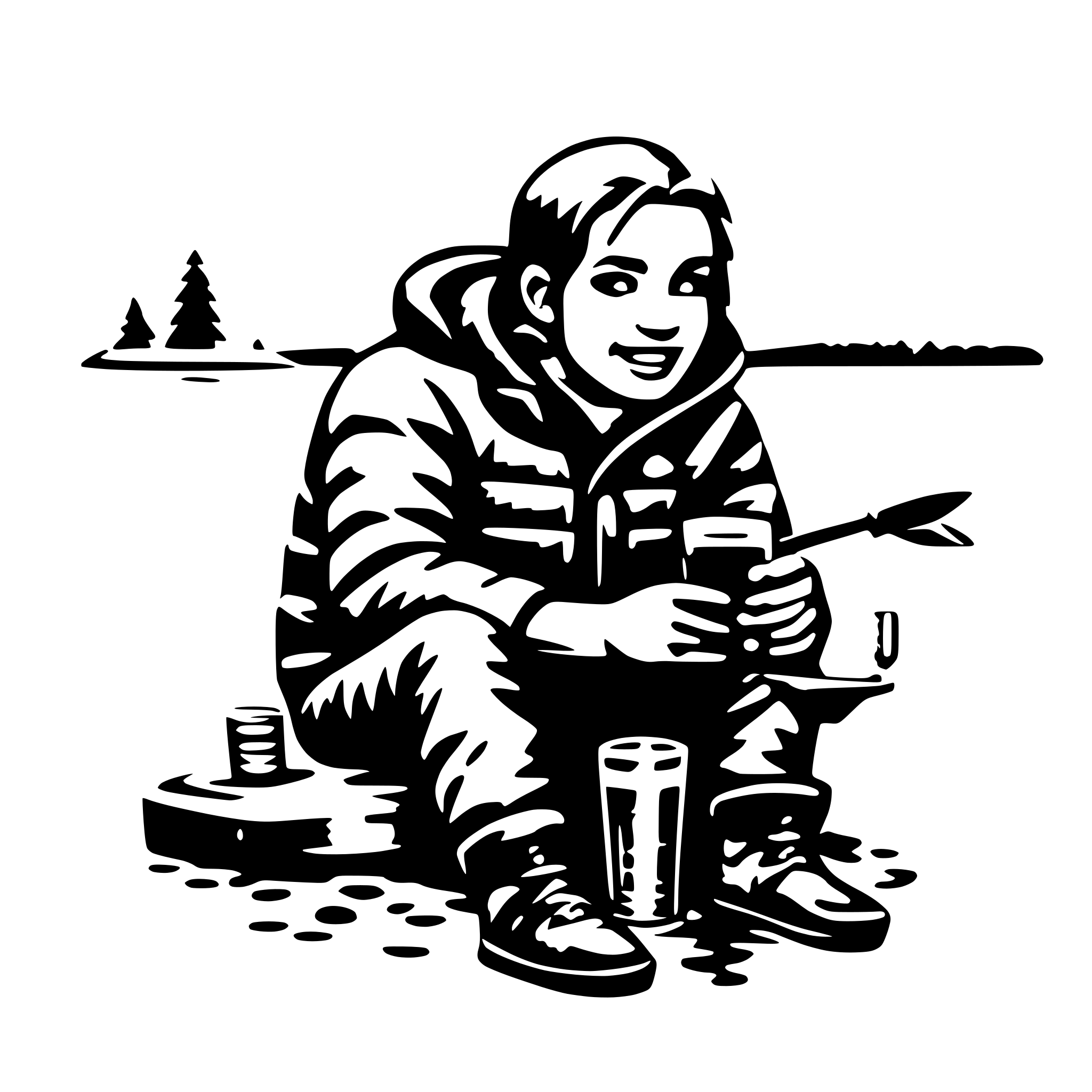 AI-generated SVG of 'ice fishing and drinking beer'