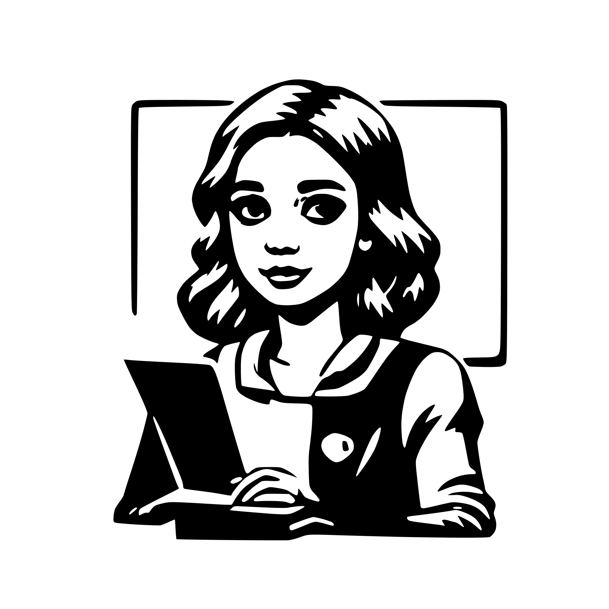 AI-generated SVG of a girl studying