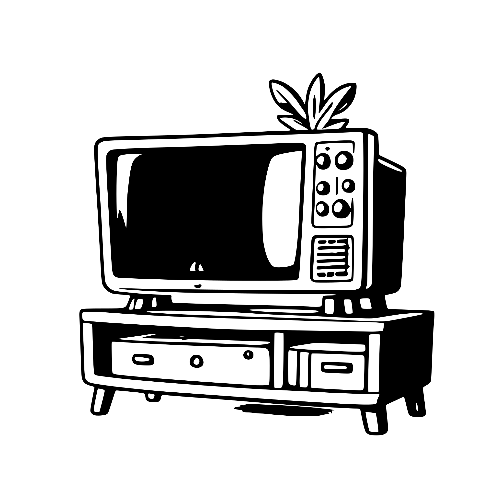AI-generated SVG of a A basic SVG of a rectangular TV stand with two open shelves.