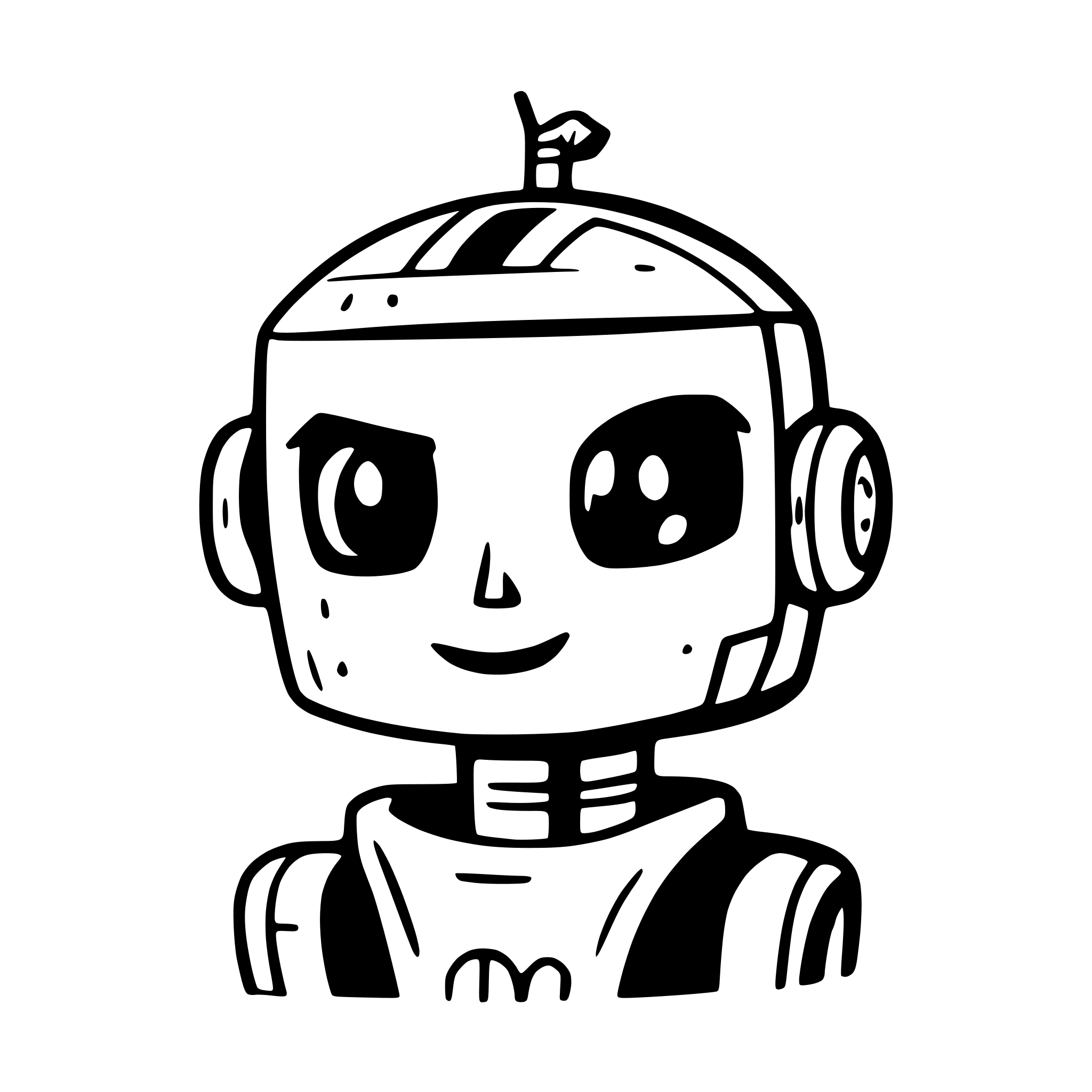 AI-generated SVG of a Create a robot head that looks cheerful and cartoonish, he is going to be an assistant that changes its colors, make him smiling slightly