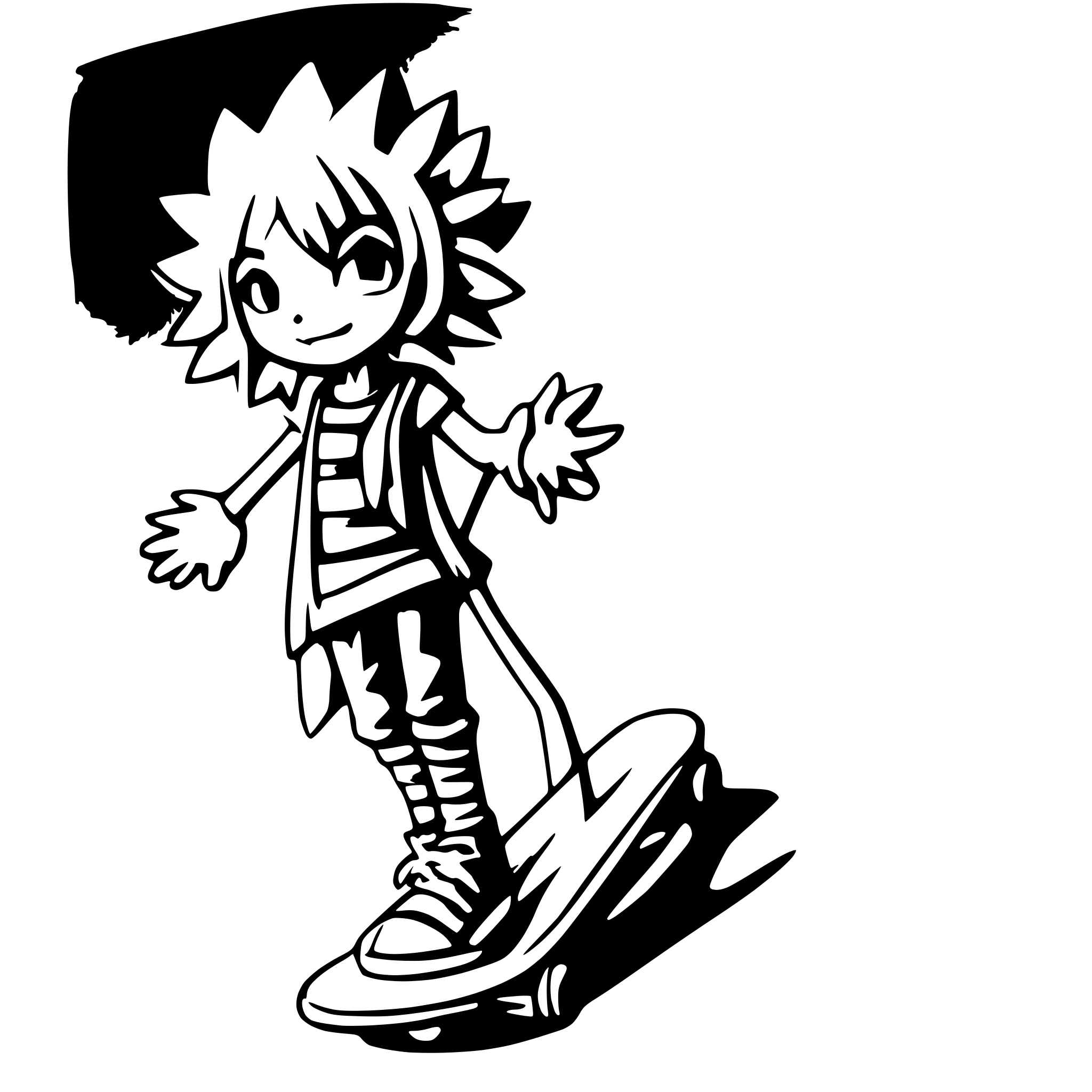 AI-generated SVG of a a tall sunflower character with his converse sneakers riding a skate board