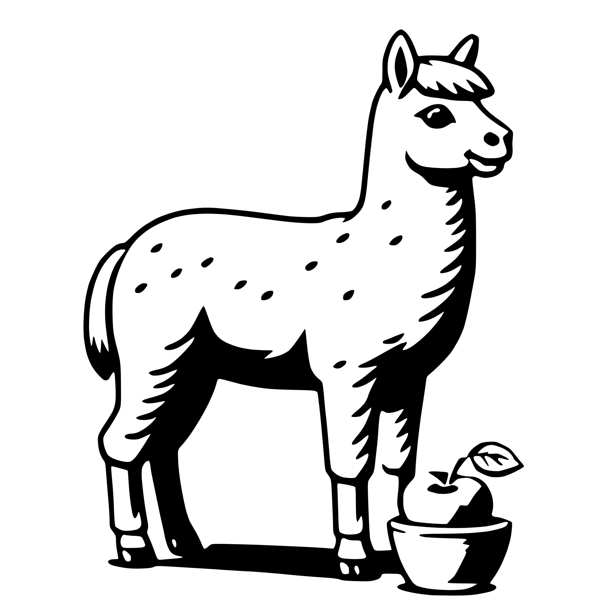 AI-generated SVG of 'alpaca with apple'