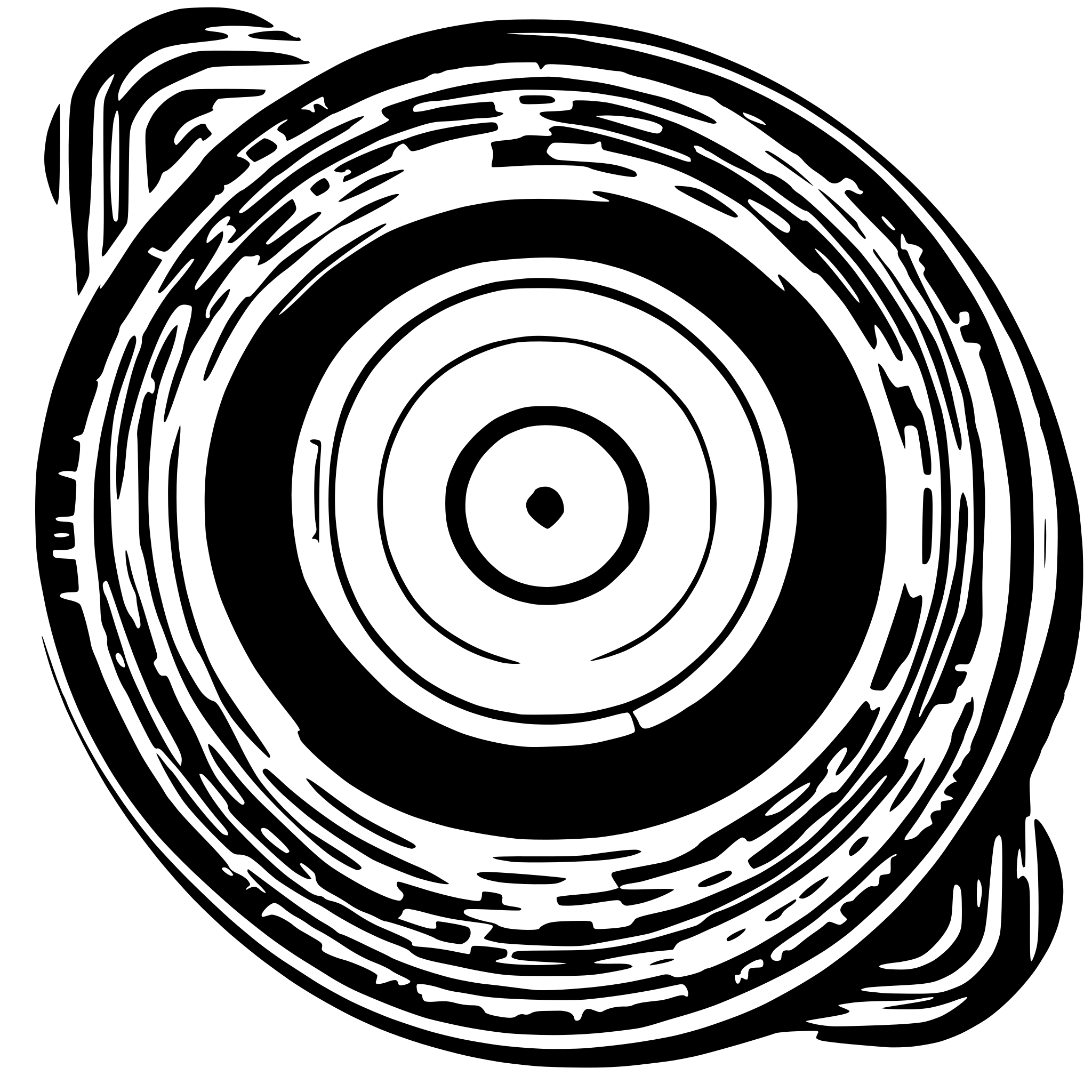 AI-generated SVG of 'Top down view on one old-school vinyl record. Don't forget to include the grooves for maximum authenticity! No shadows.'