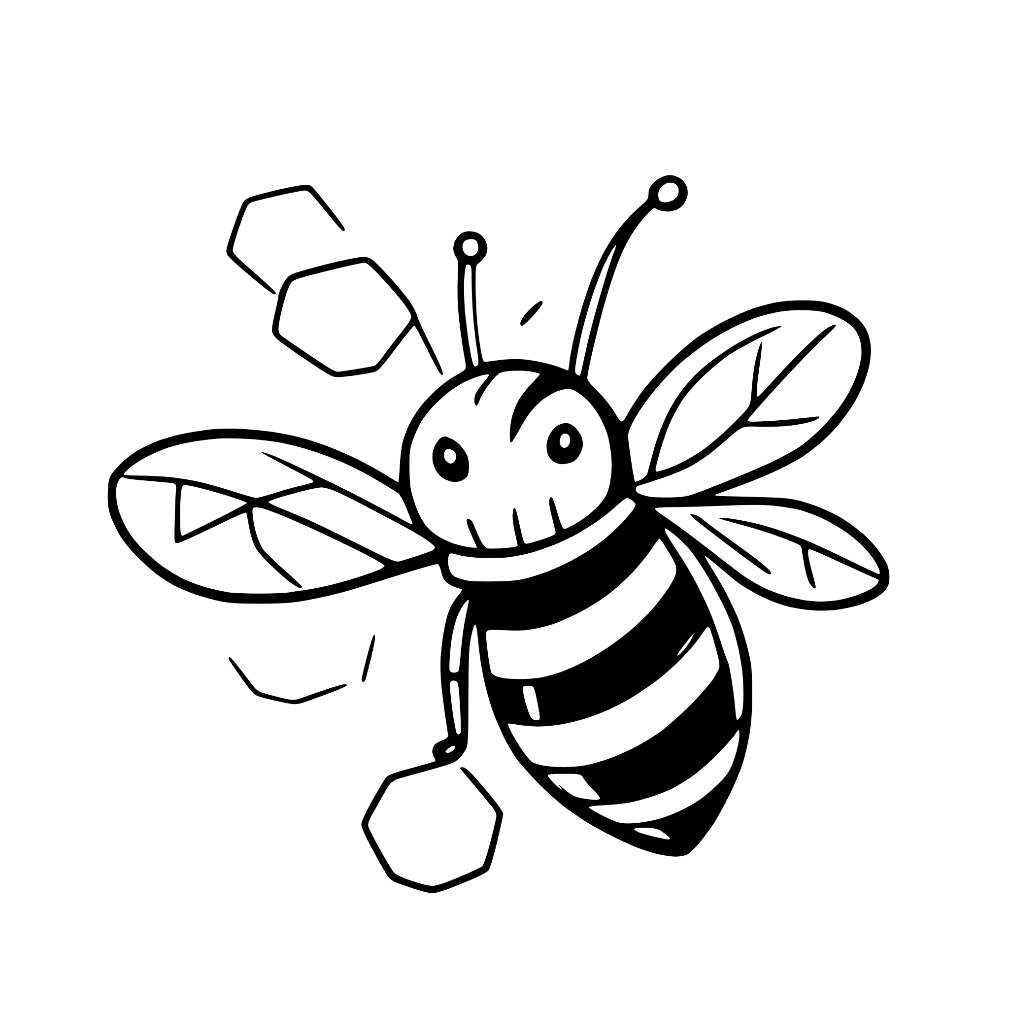 AI-generated SVG of 'detailed bee with honeycomb'