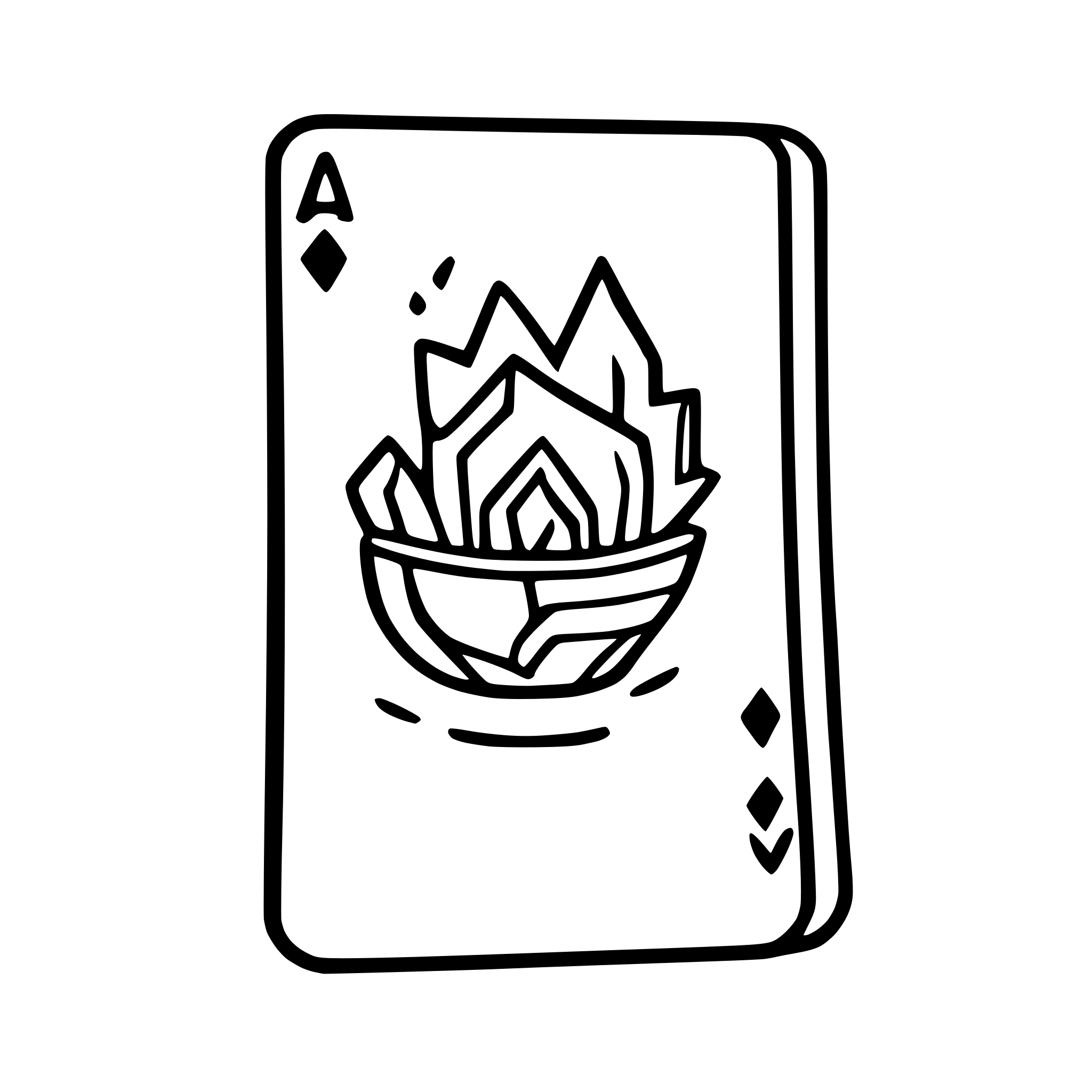 AI-generated SVG of a 3 line art playing cards fanned out, the middle one has a pokeball image on it and flames coming off it