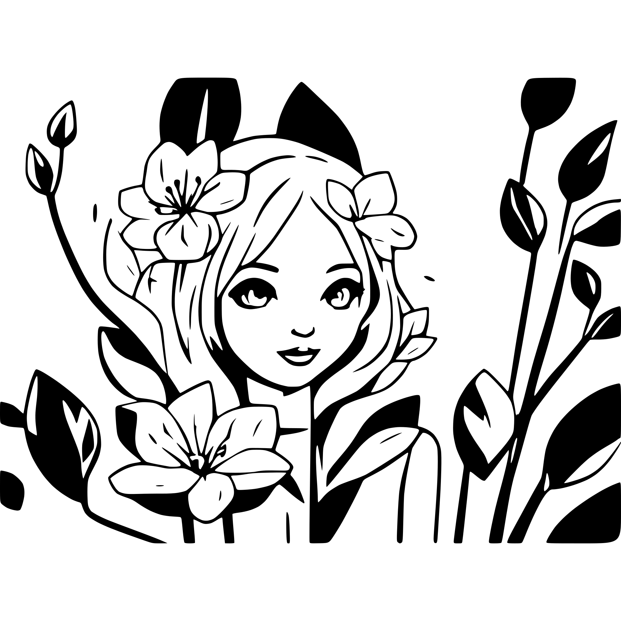 AI-generated SVG of a line of flowers