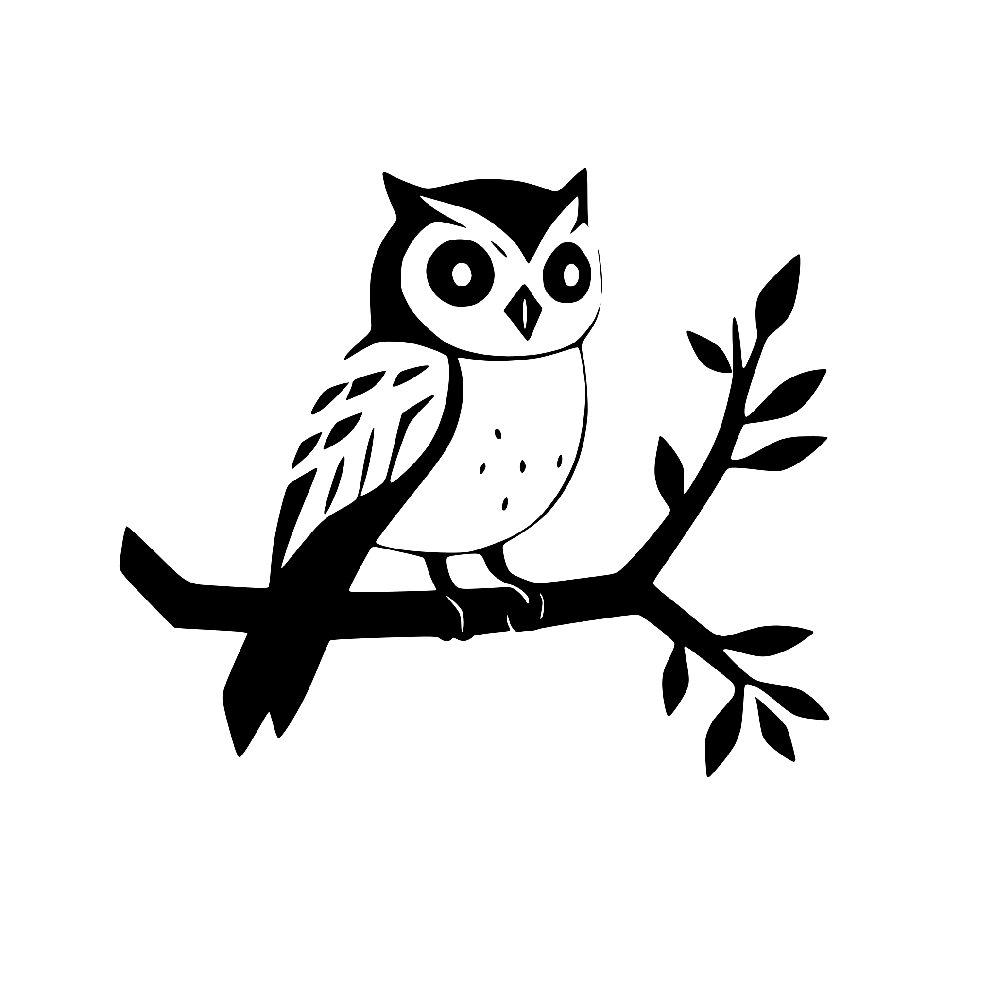AI-generated SVG of a owl sitting on a branch
