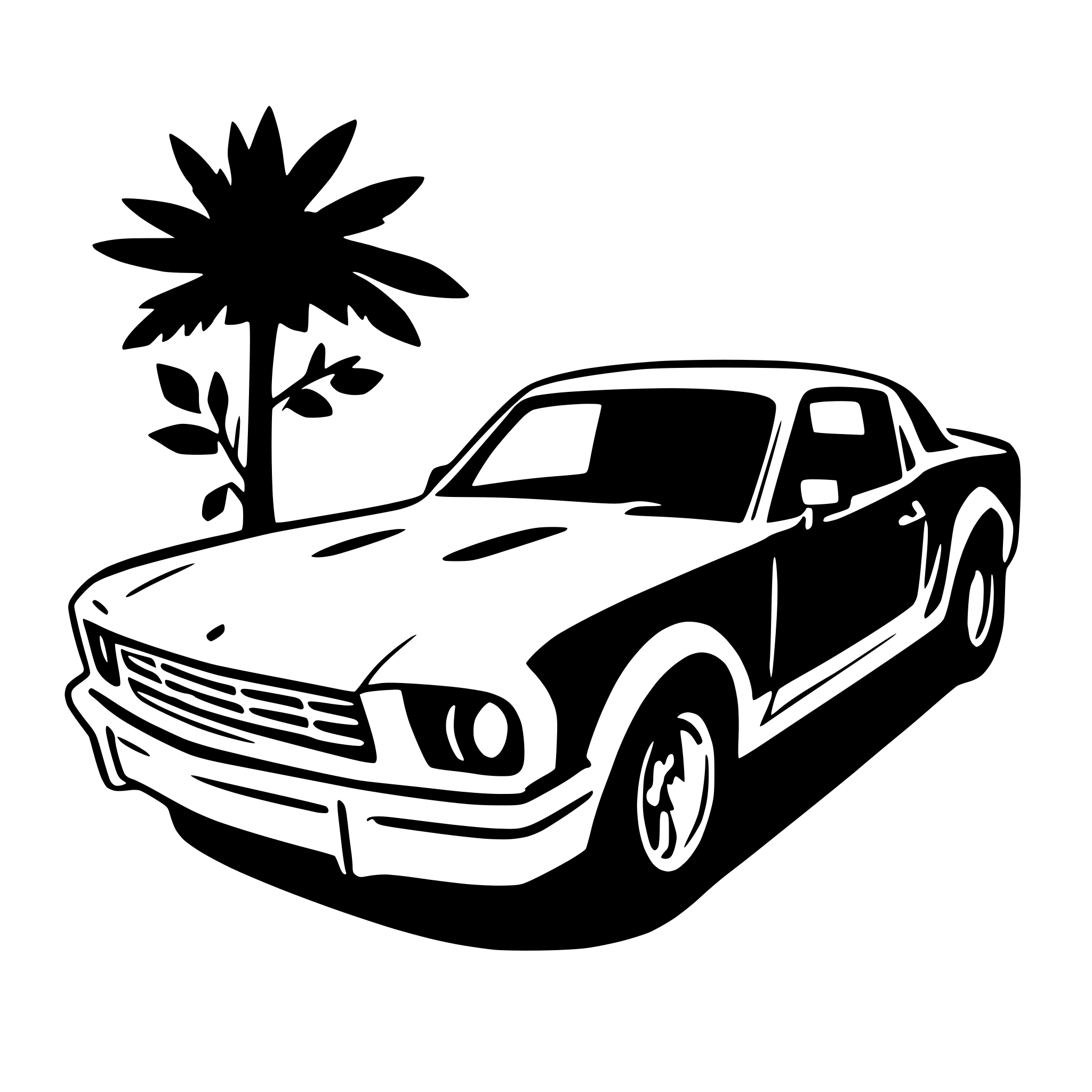 AI-generated SVG of a Ford Mustang as a drawing to color in. Without Logos.