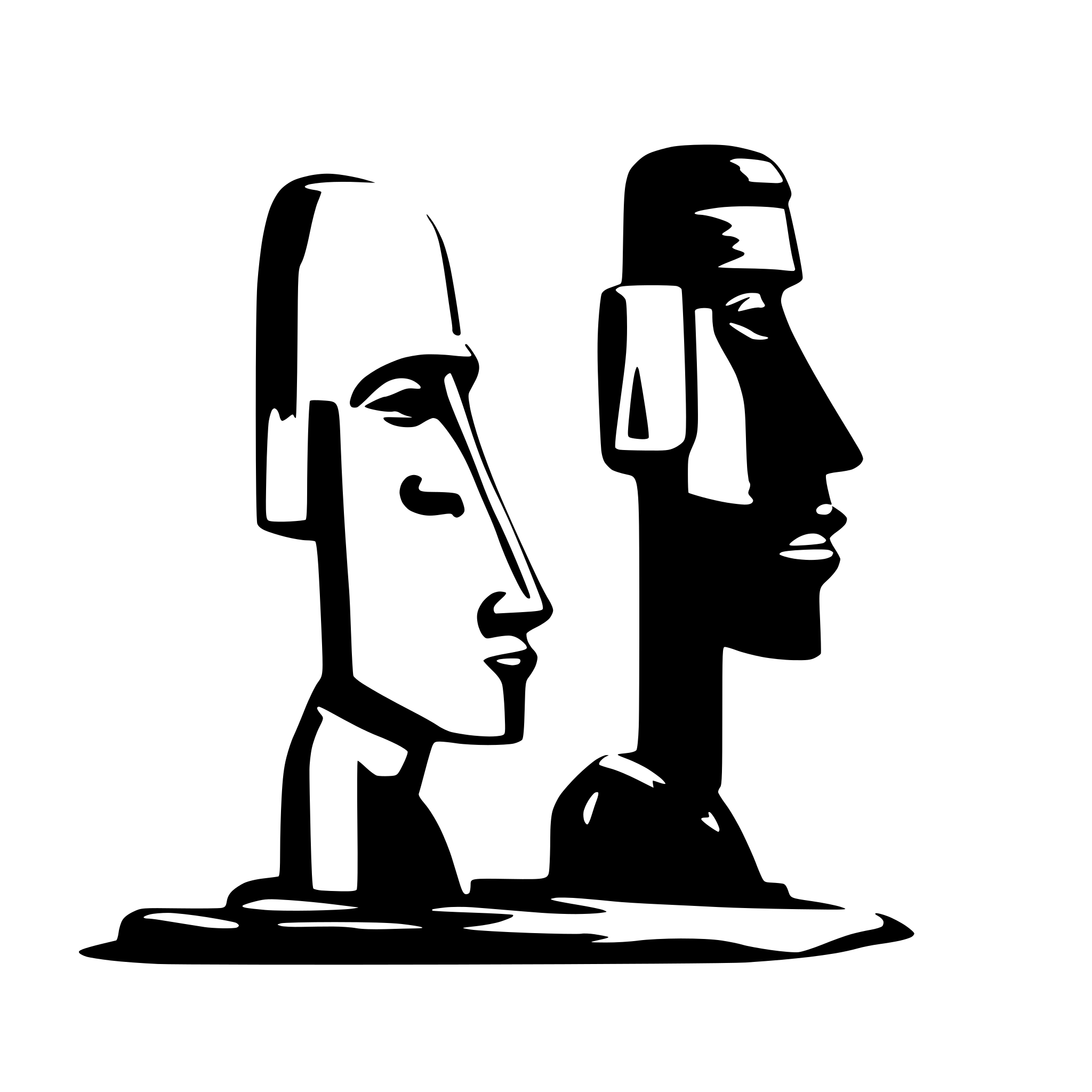 AI-generated SVG of a side view of a minimalist moai