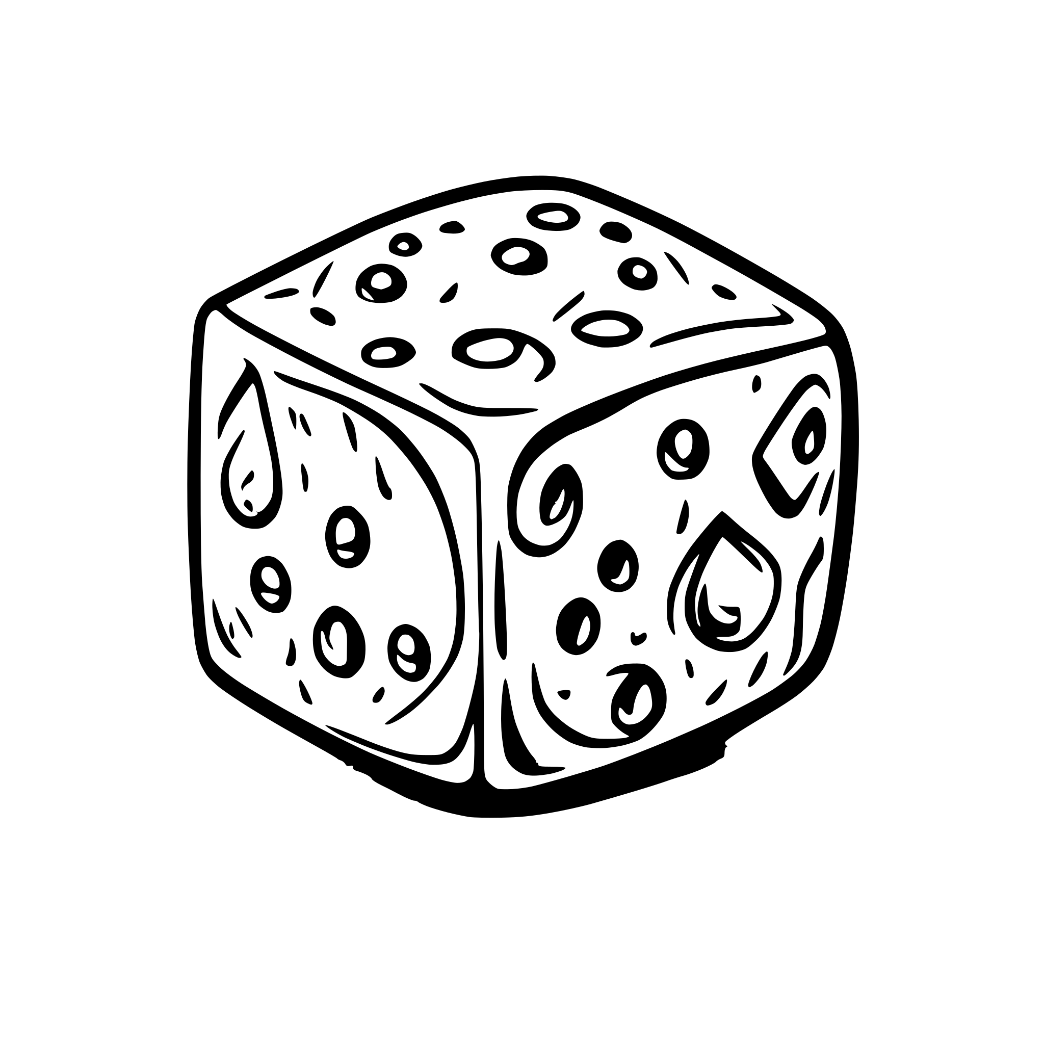 AI-generated SVG of a 5 6-sided dice