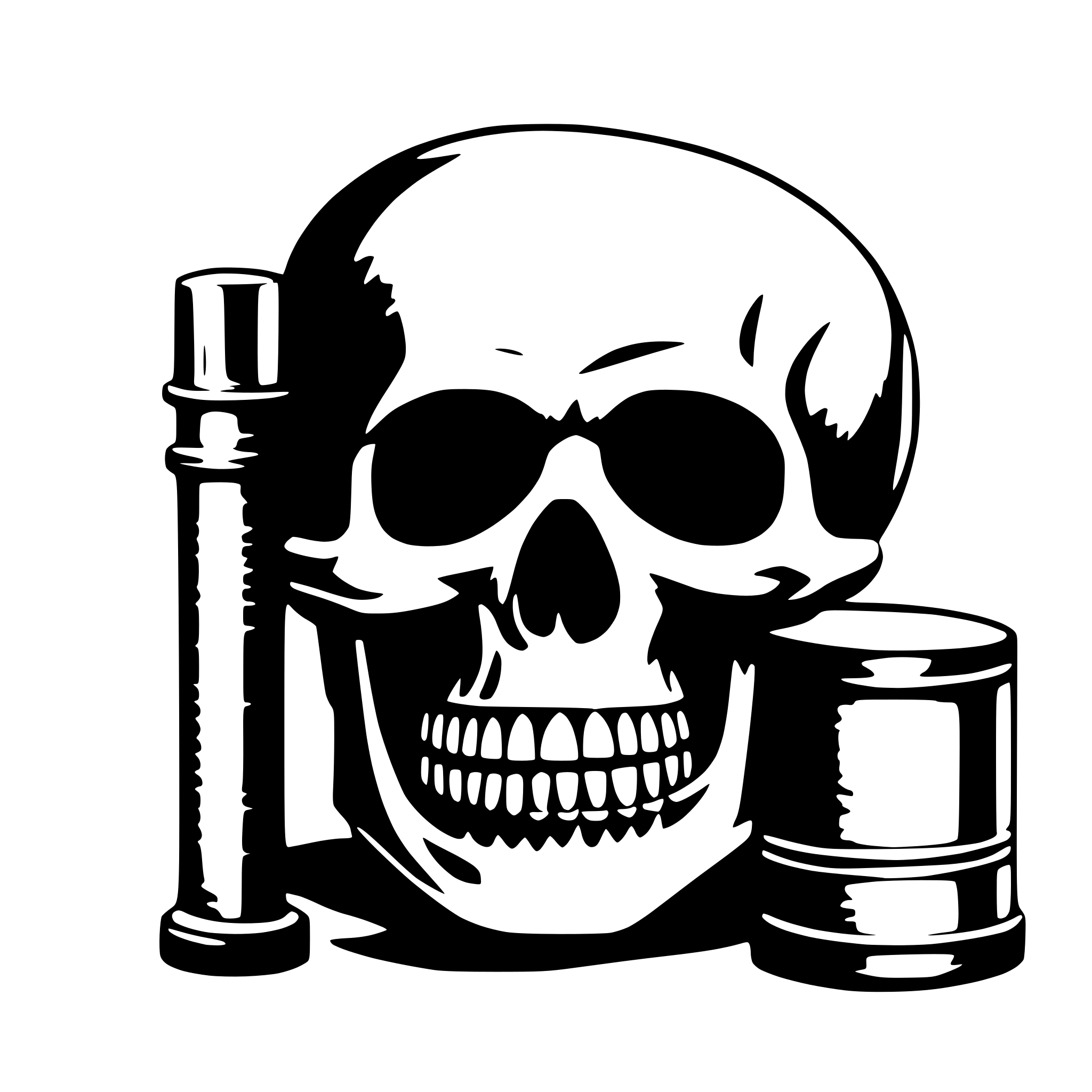 AI-generated SVG of a a skull with cylinder