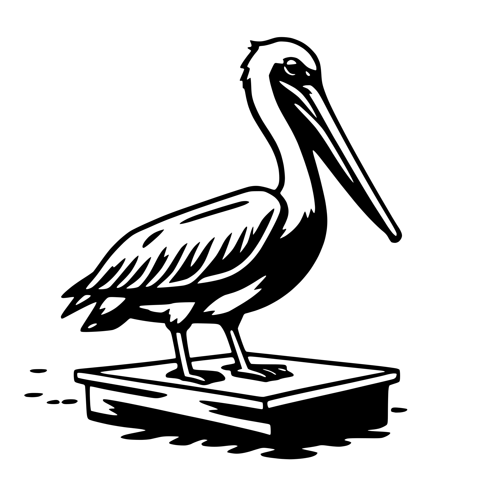 AI-generated SVG of 'pelican on pier'