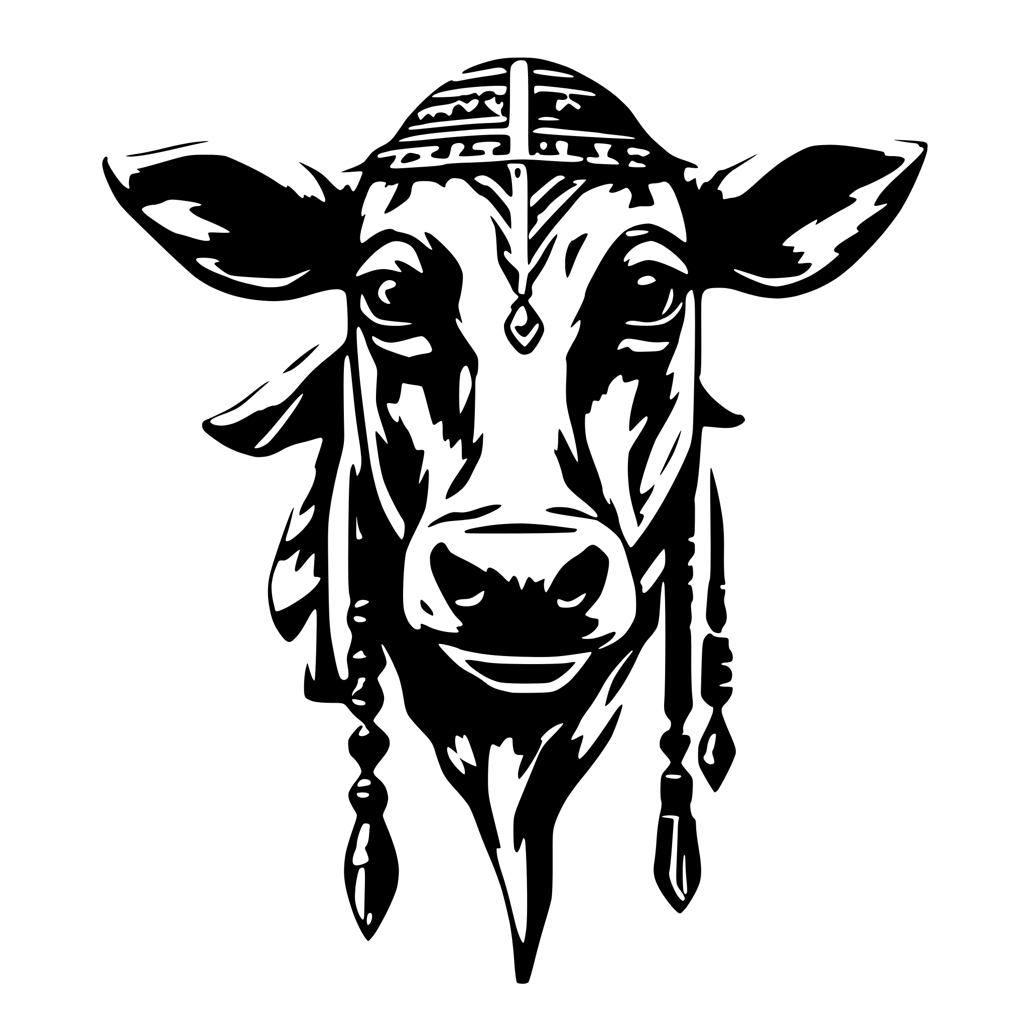 AI-generated SVG of a Cow with the trishul mounted on it