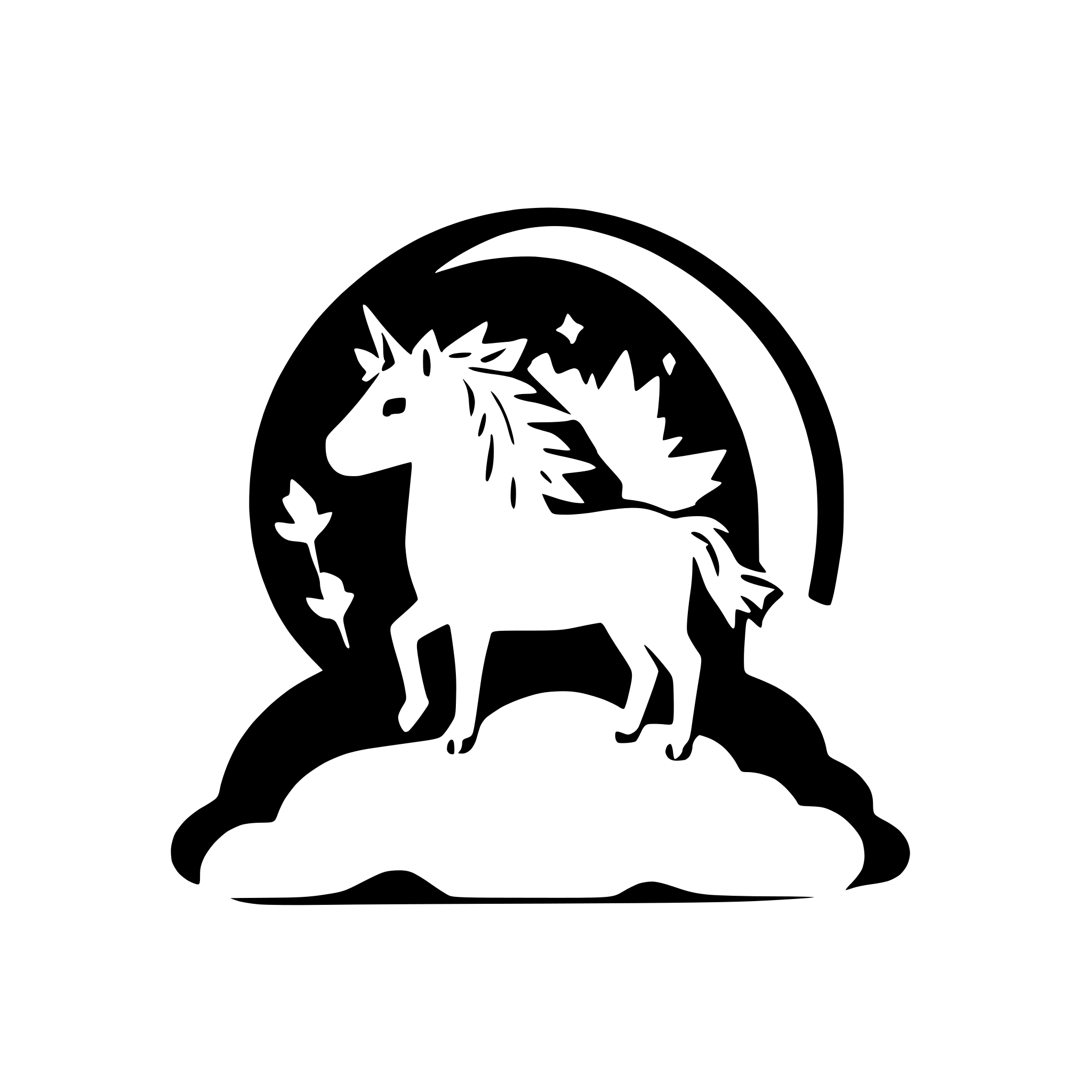 AI-generated SVG of a unicorn under a rainbow