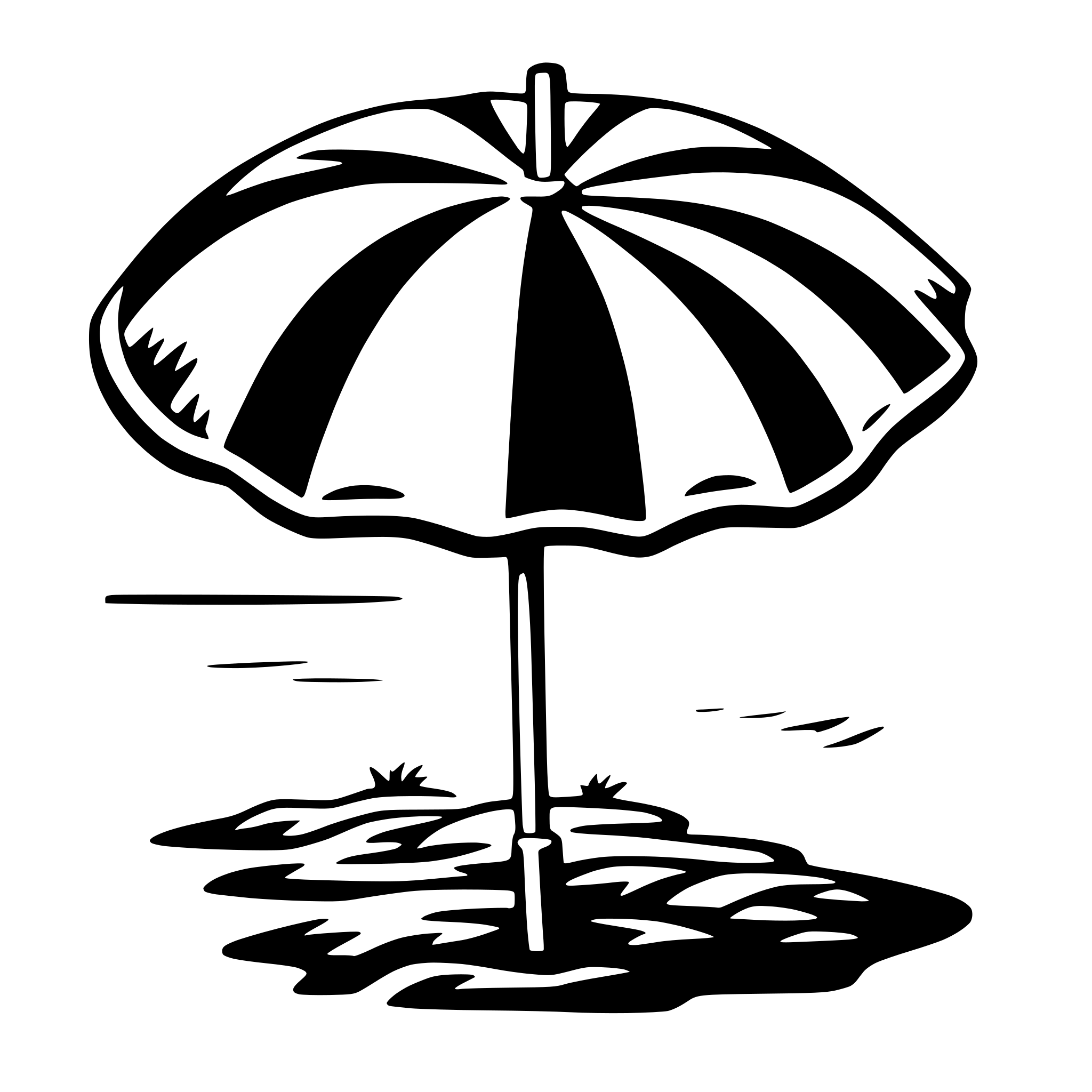 AI-generated SVG of 'beach umbrella and waves'