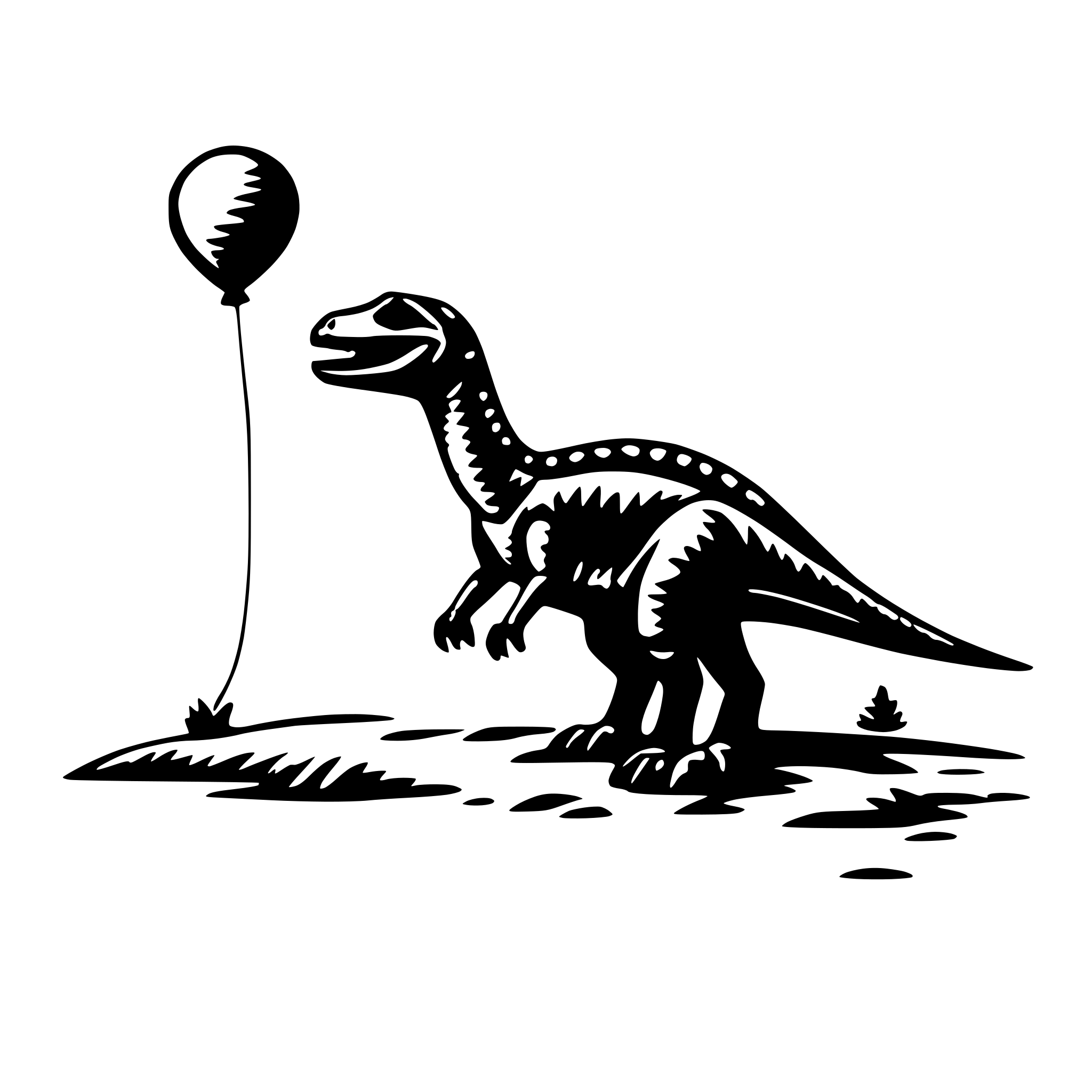 AI-generated SVG of 'dionosaur with a luftbaloon'