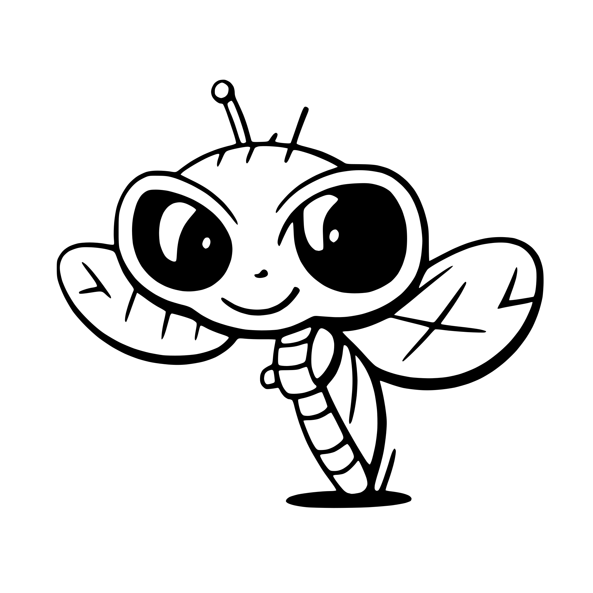 AI-generated SVG of 'a dragonfly wearing sunglasses'