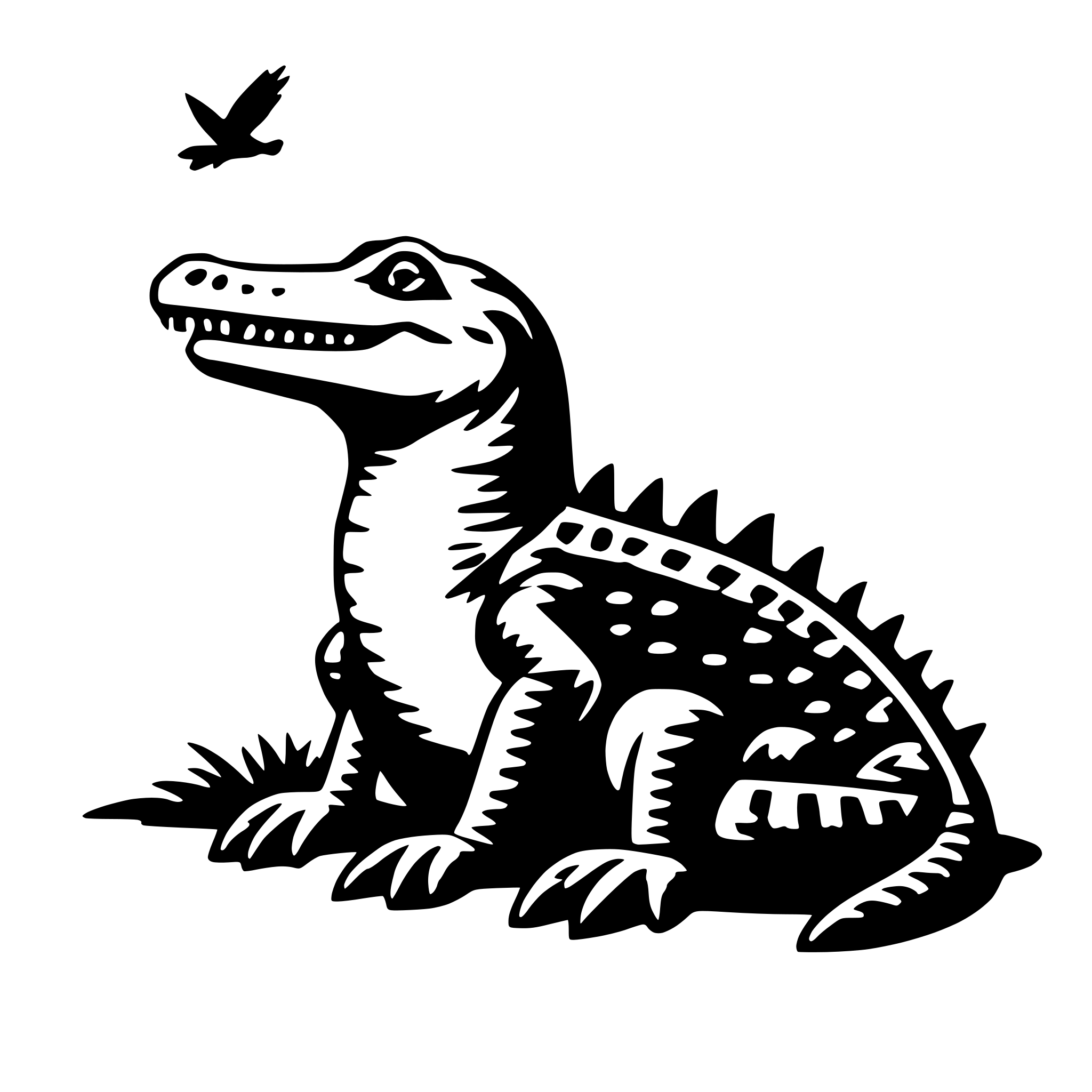 AI-generated SVG of a crocodile and bird