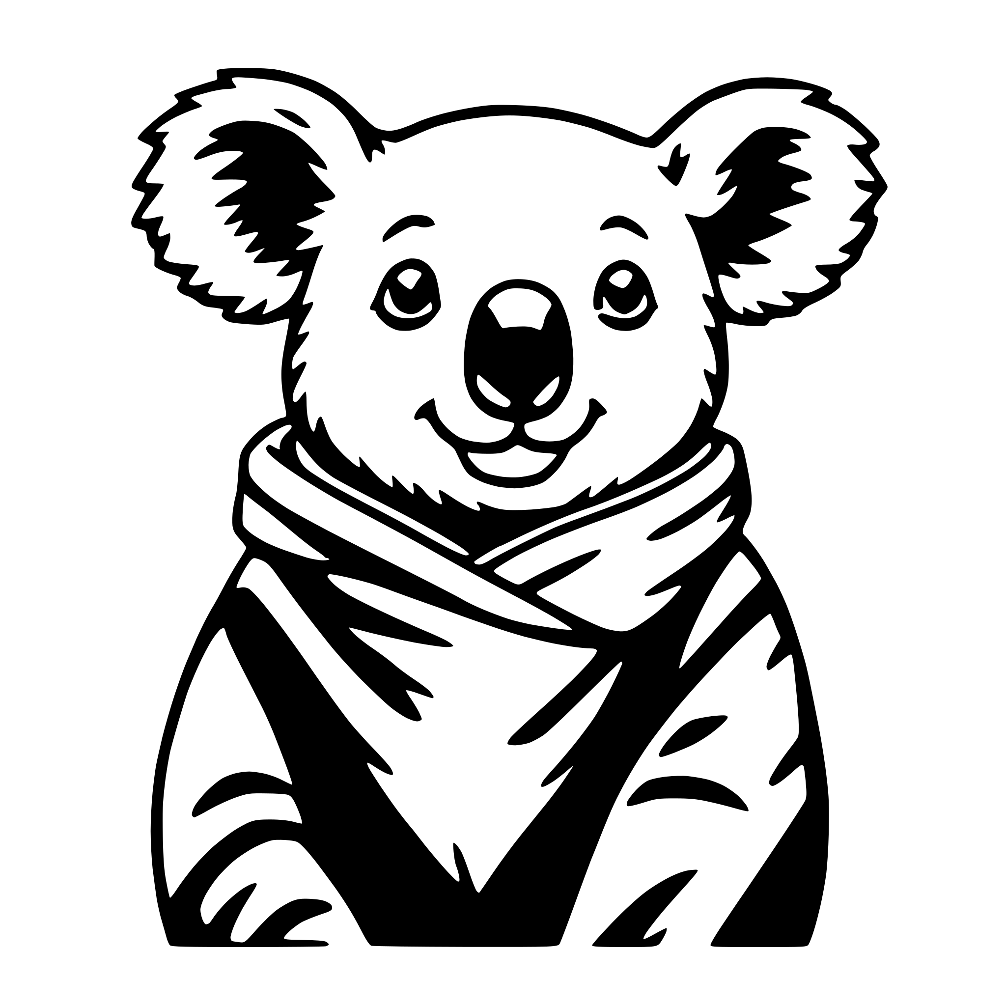 AI-generated SVG of 'koala with scarf'
