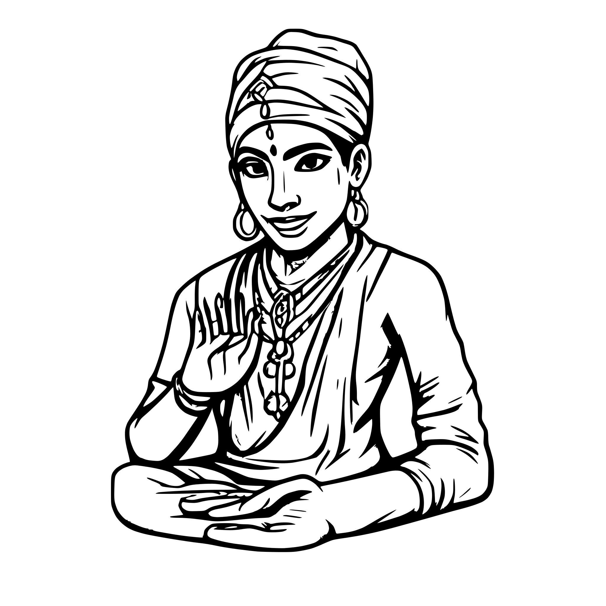 AI-generated SVG of a charming indian man of white complexion and twinkle in eyes doing namaste